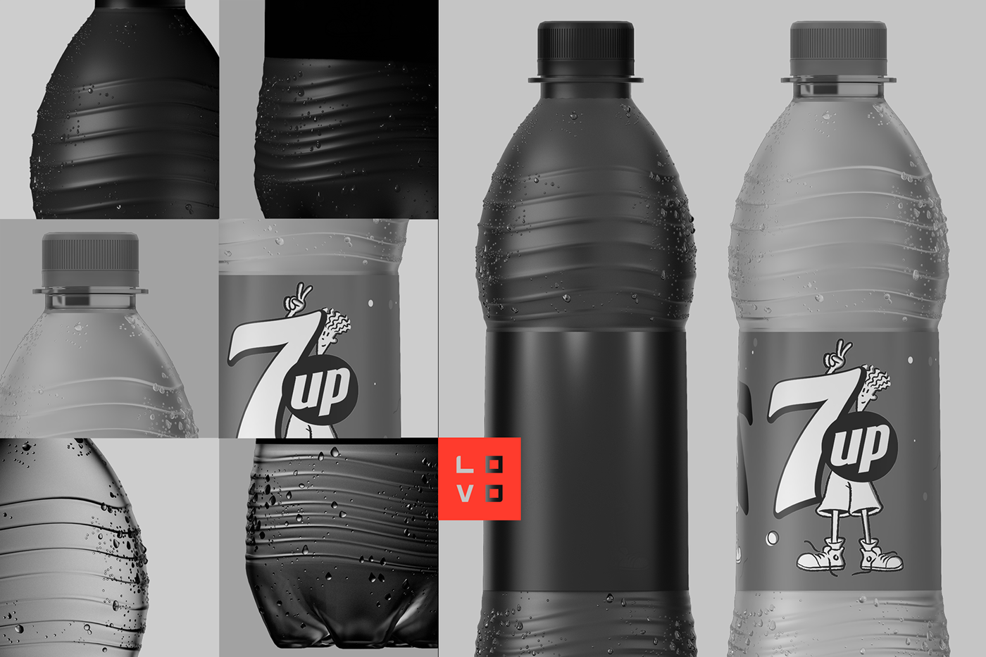 3D 7Up BBDO bottle CG compo lovo Render
