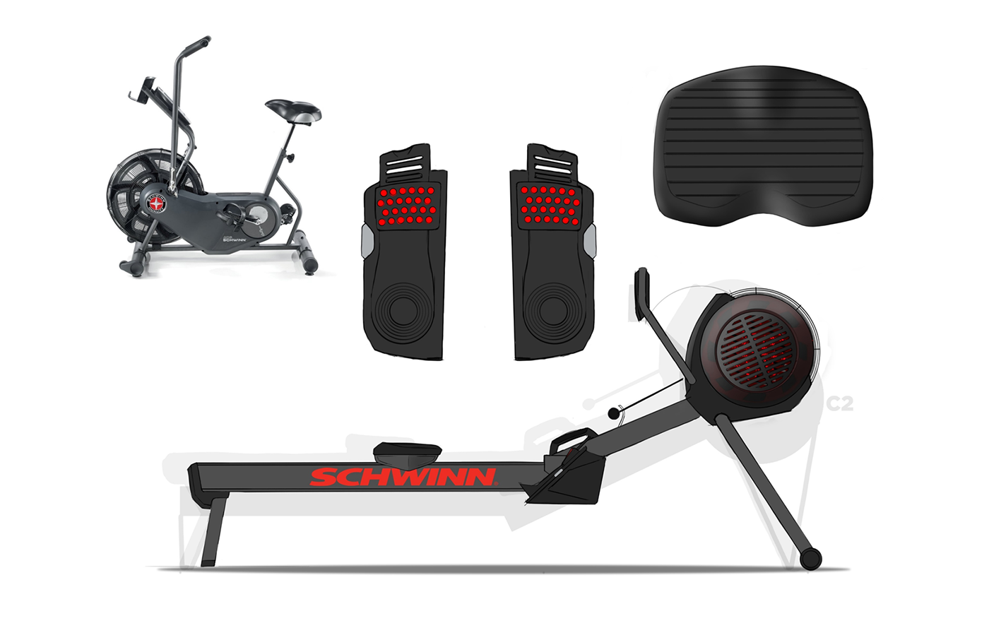 Schwinn fitness Rower rowing machine concept art industrial design  product design 