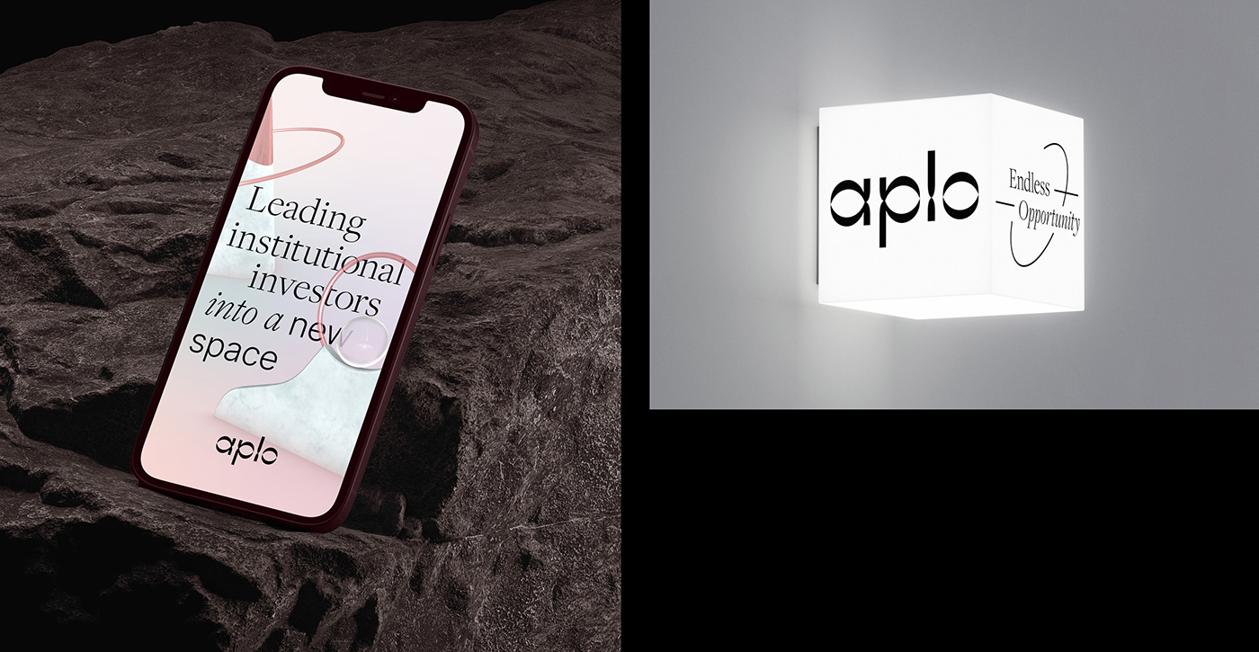 Aplo logo on iPhone in alternate universe environment with tagline ‘Leading institutional investor