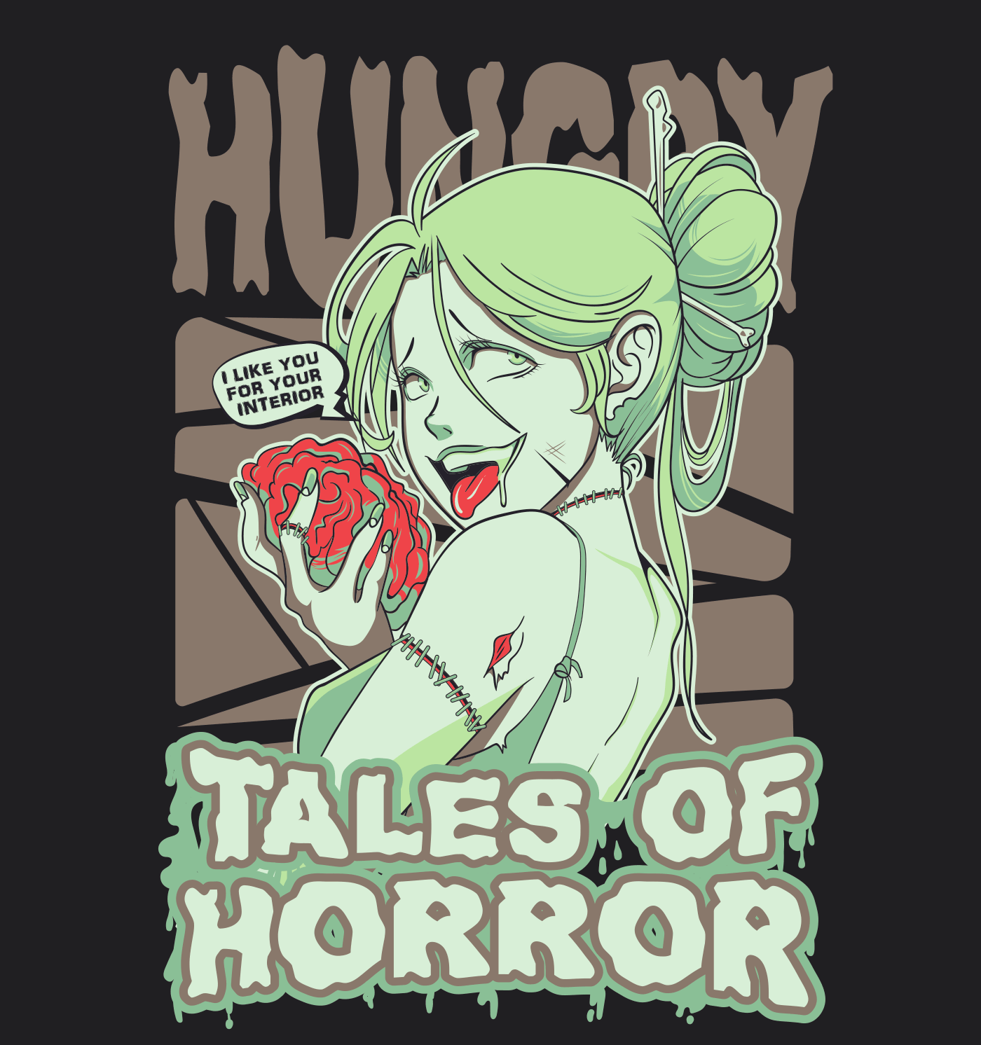 zombie tales of horror anime girl T Shirt Halloween ahegao vintage