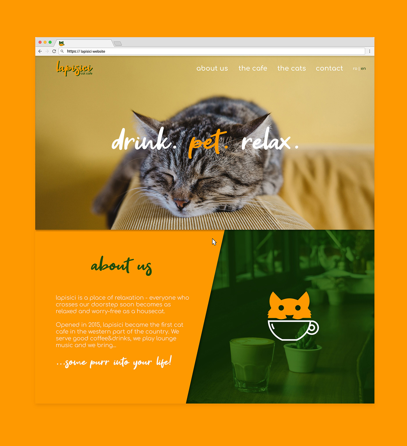 La Pisici cat  cafe  visual identity and web  page mock up on 