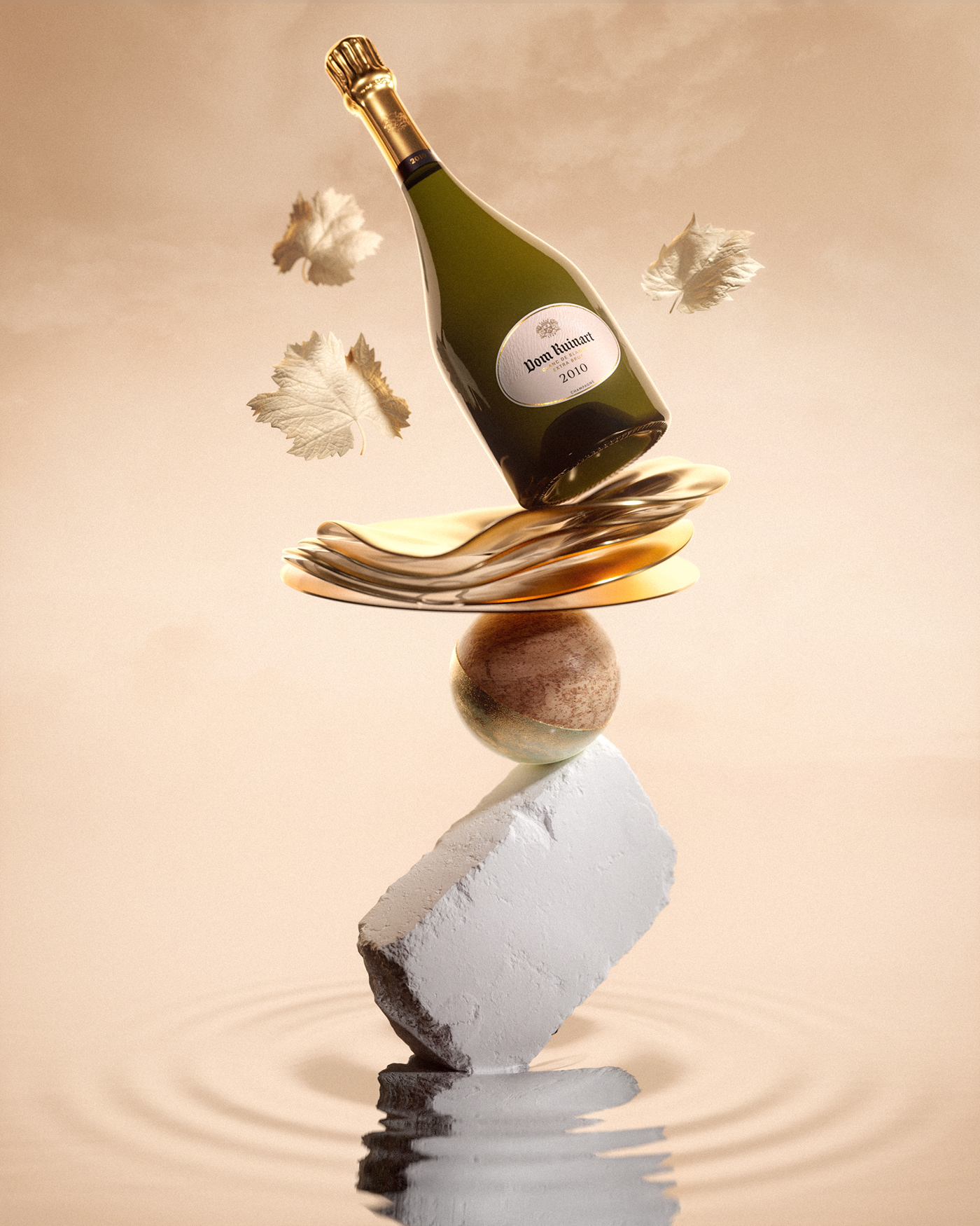 Champagne ruinart modeling 3D product visualization Montreal c4d
