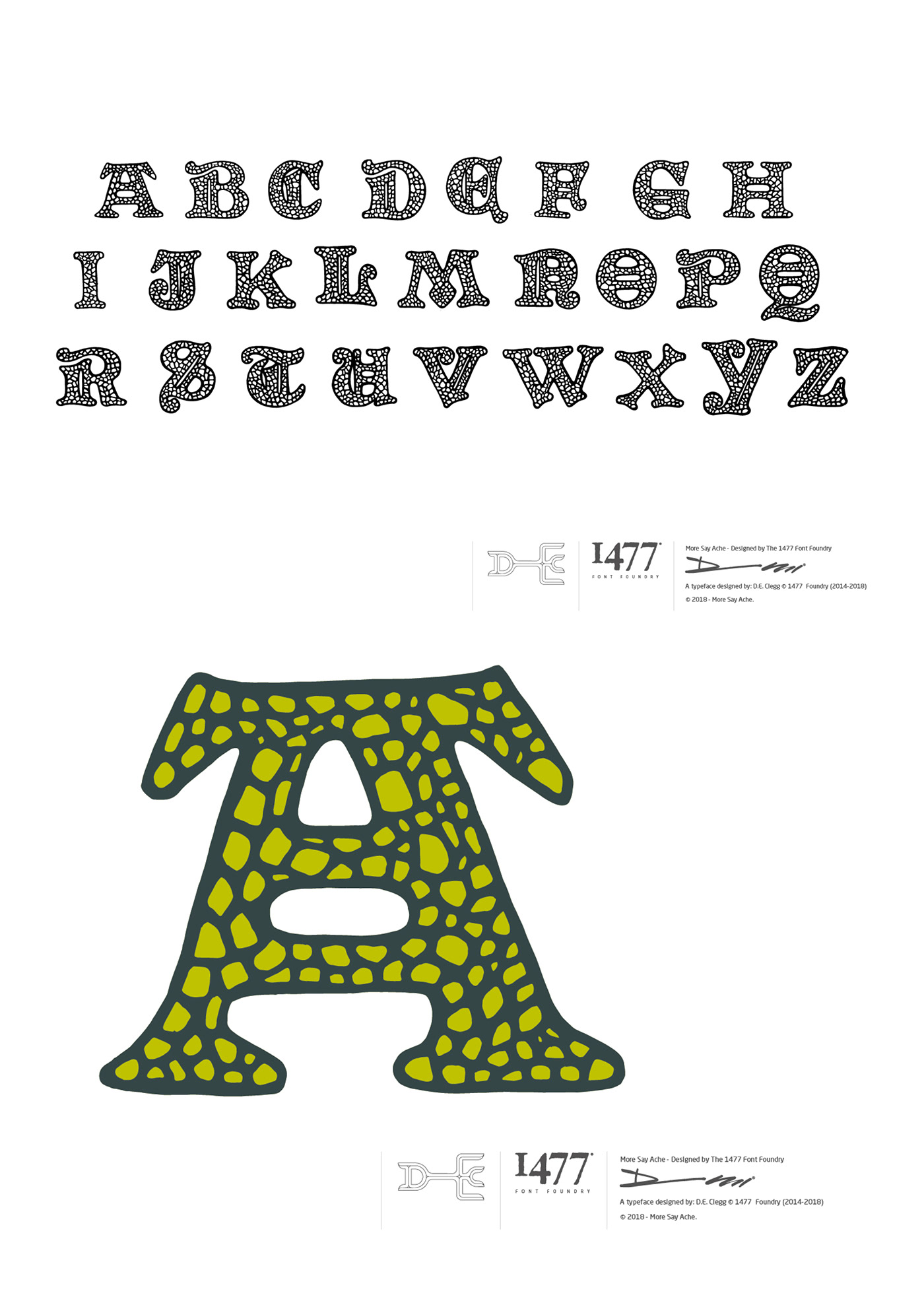 More Say Ache - Typeface Design David Clegg hand drawn font