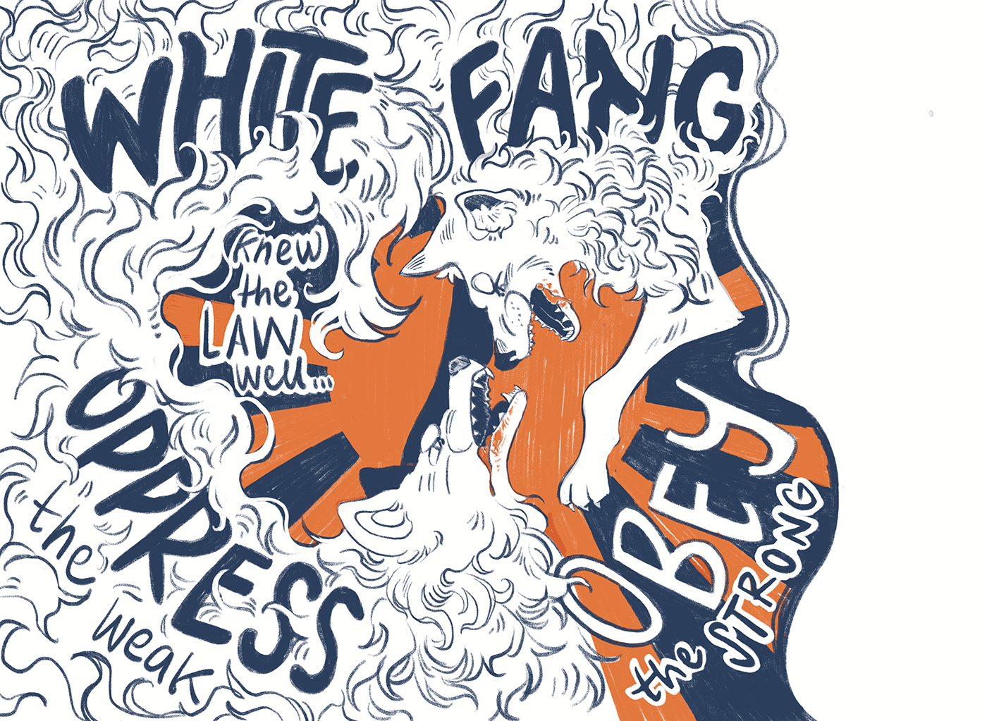 ILLUSTRATION  white fang Jack London Project graphic design  Character design  Digital Art  cartavolante