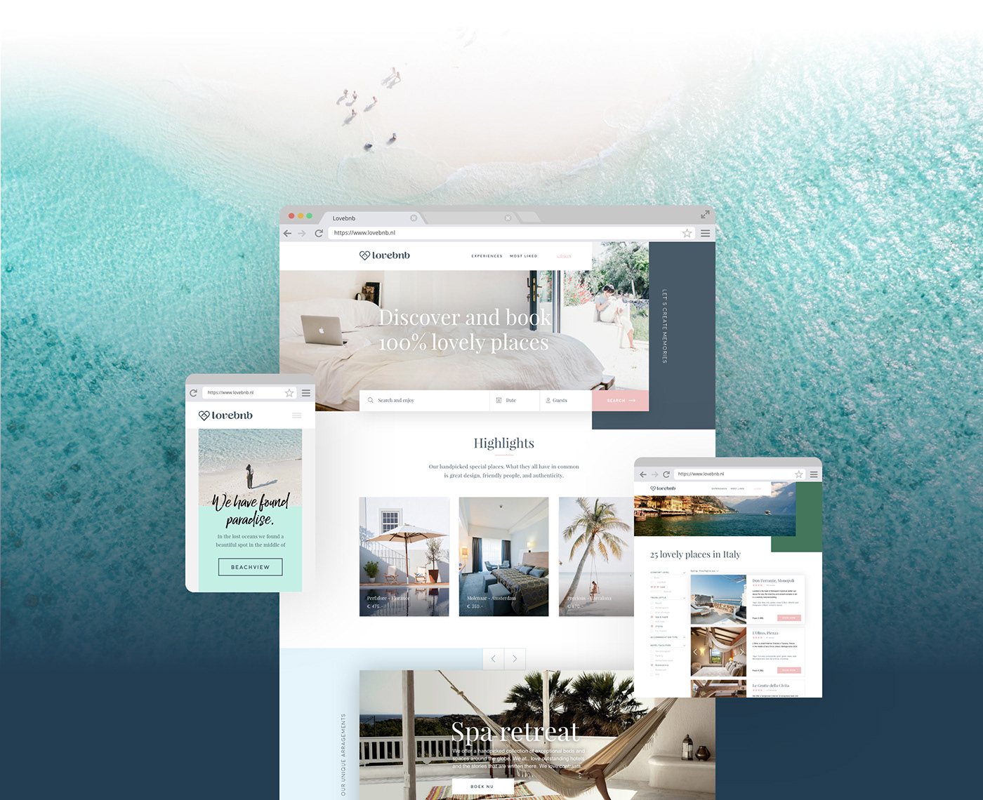branding  Travel bed and breakfast Bob Love Beautiful places identity print Webdesign