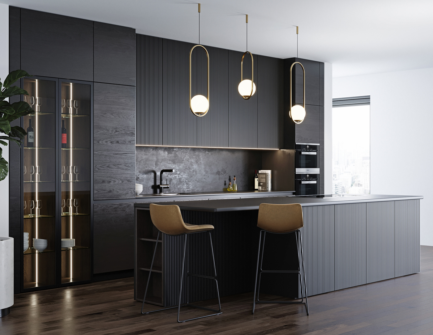 Black modern kitchen on Behance