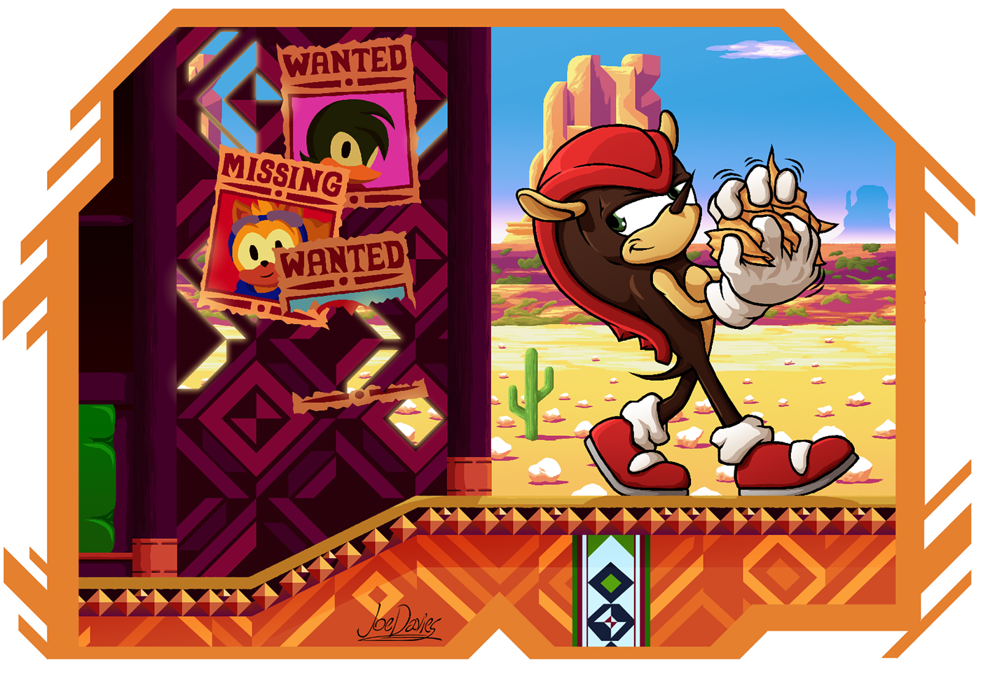 Fan Art Game Art ILLUSTRATION  desert Sun colorful bold cartoon sonic Hot