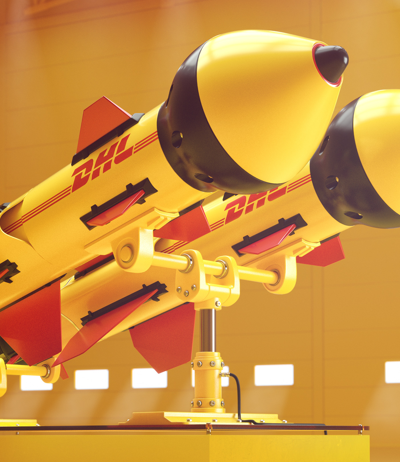 rocket missile google Mc Donalds adidas DHL CGI corporate warfare art