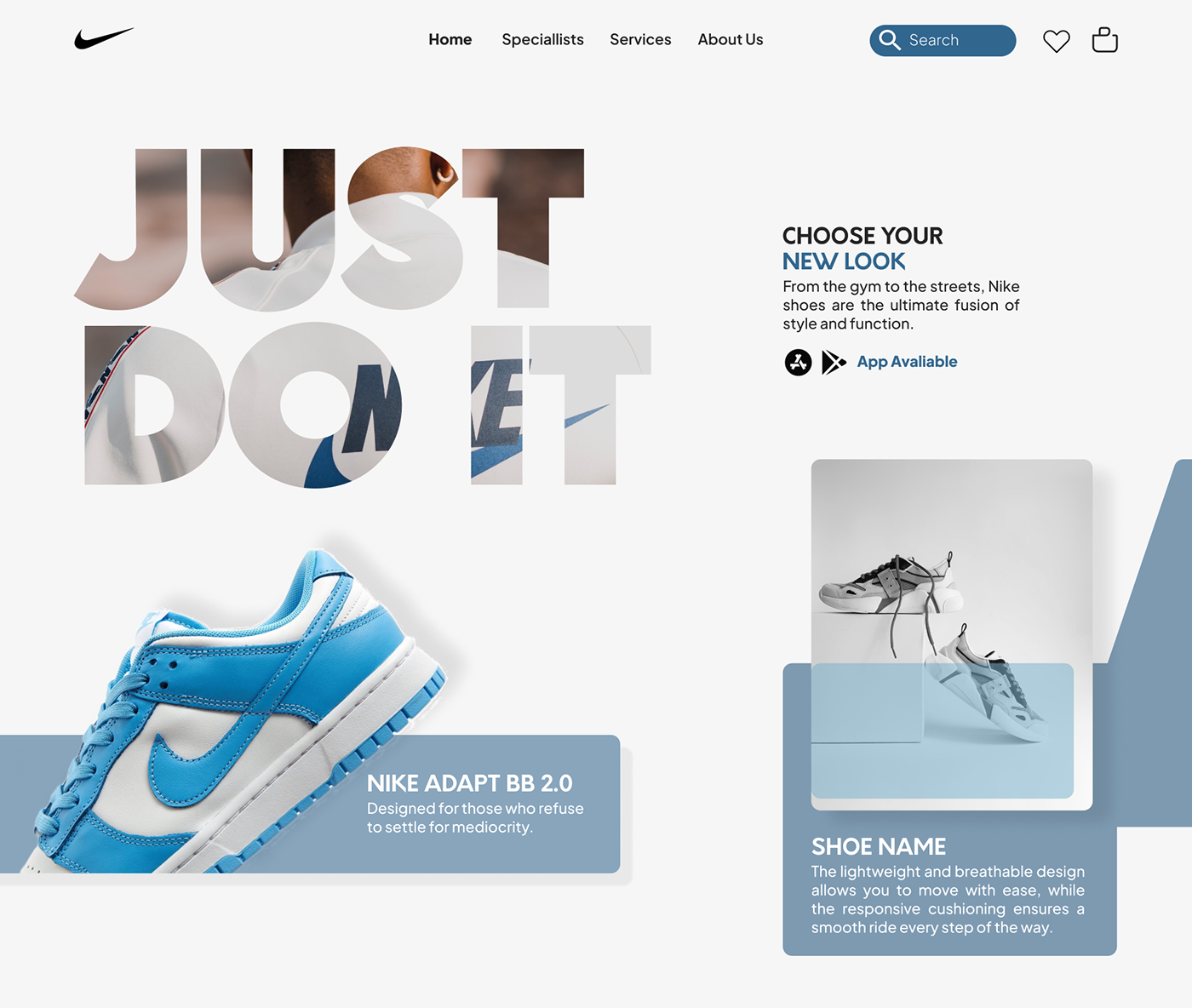 blue Fashion  light Nike shoe sneaker store Webdesign Website White