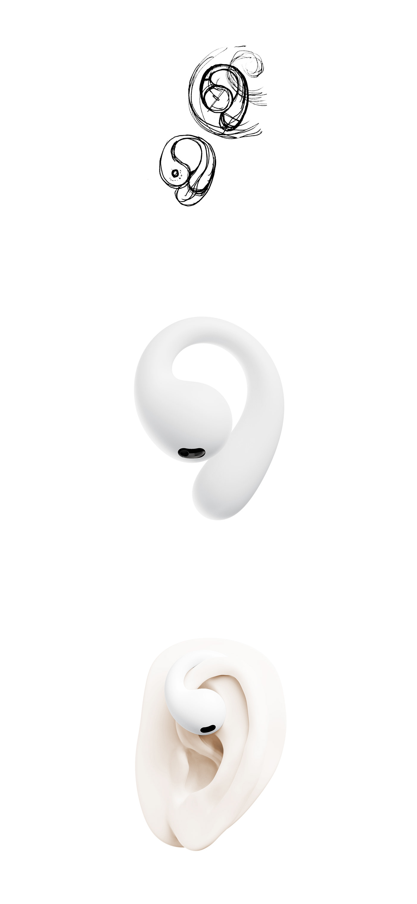 headphones industrial design  minimalist TWS earphones product design  design research Minimalism music product