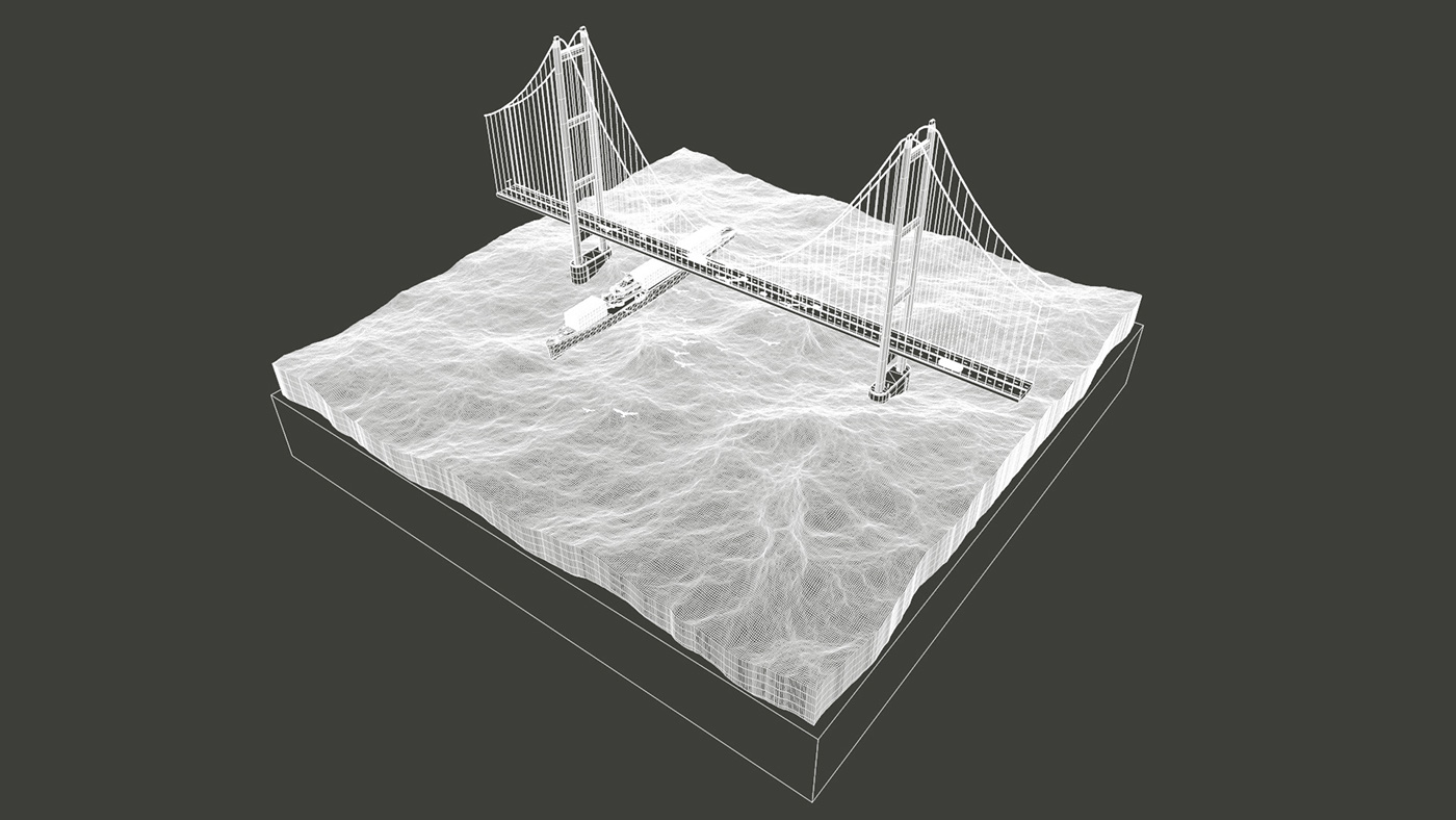cinema 4d c4d cinema4d maxon Humber Bridge Diorama 3D modelling Hull bridge