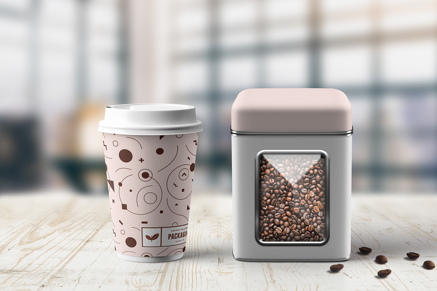 coffee cup sugar Packaging mock-up Branding coffee vintage espresso lid cup coffee coffee beans