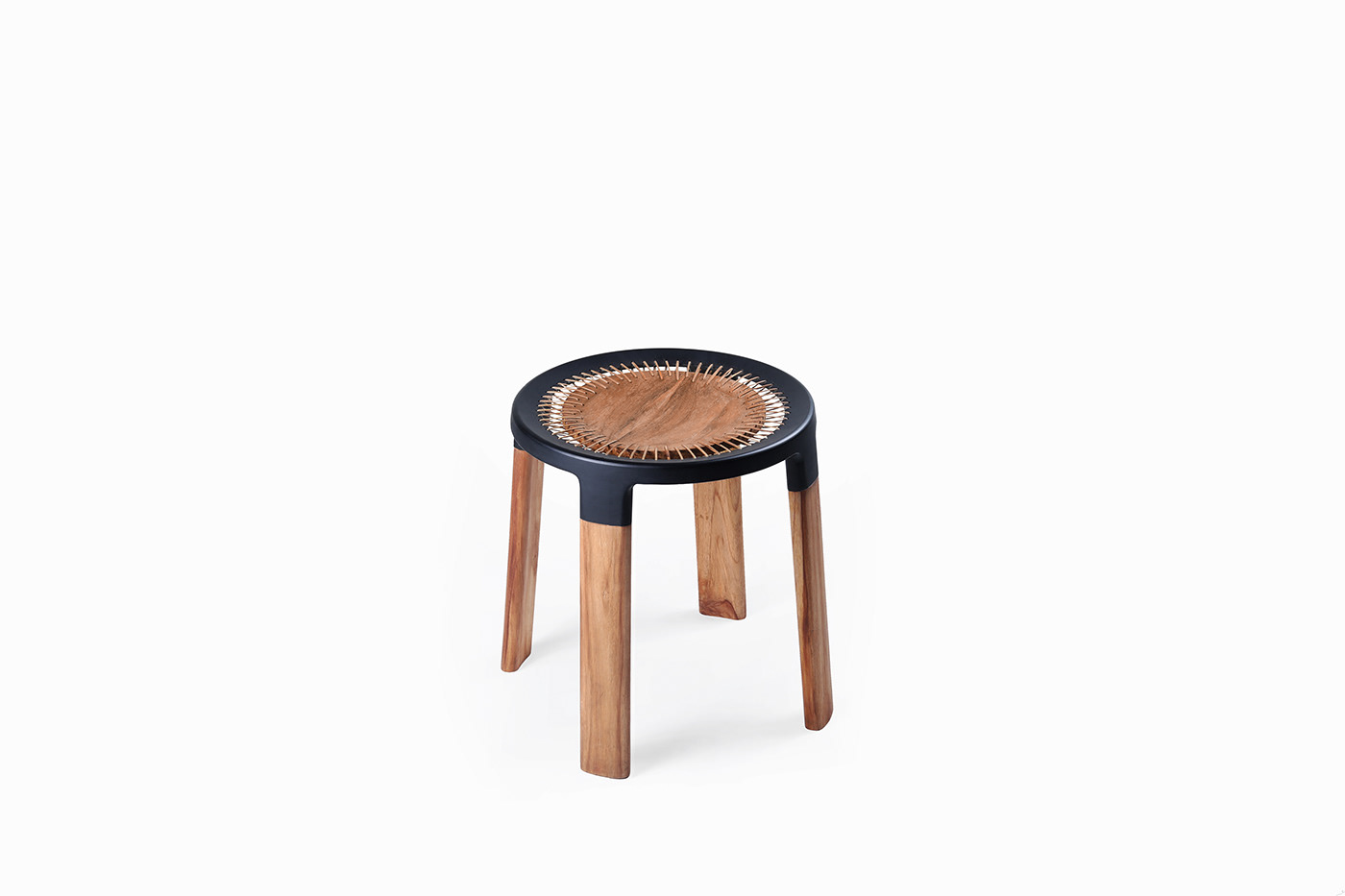 stool metal aluminium casting Cane wood stool seating German Design Award