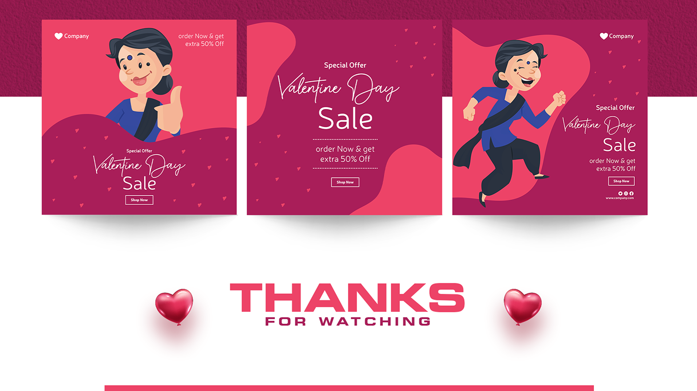 ads banner cartoon Character design  Digital Art  ILLUSTRATION  Love soical media post valentine vector