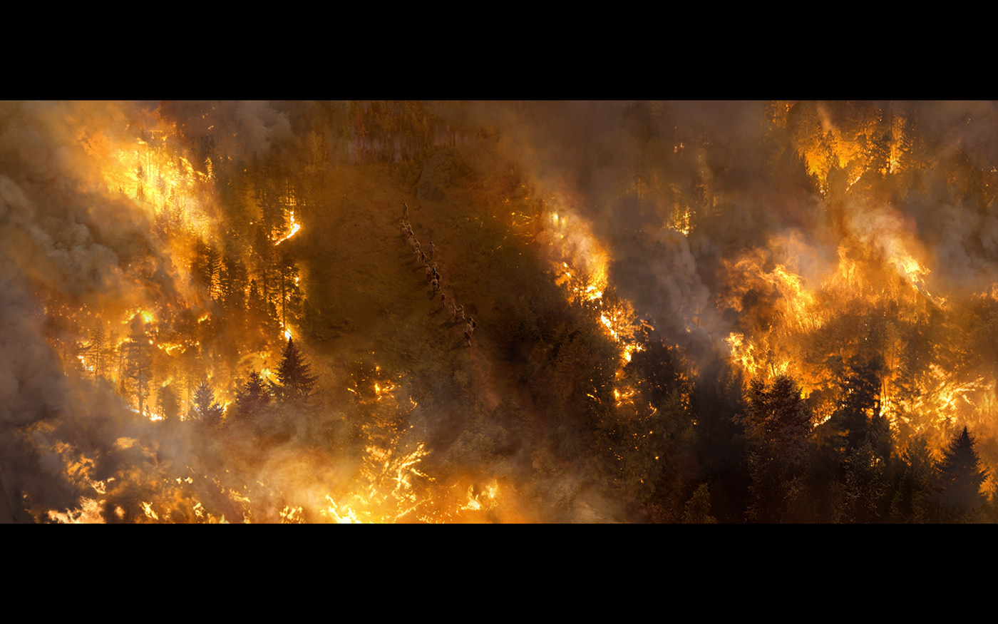 concept art Digital Art  disaster Film   fire helicopter Mattepainting movie photoshop sketch
