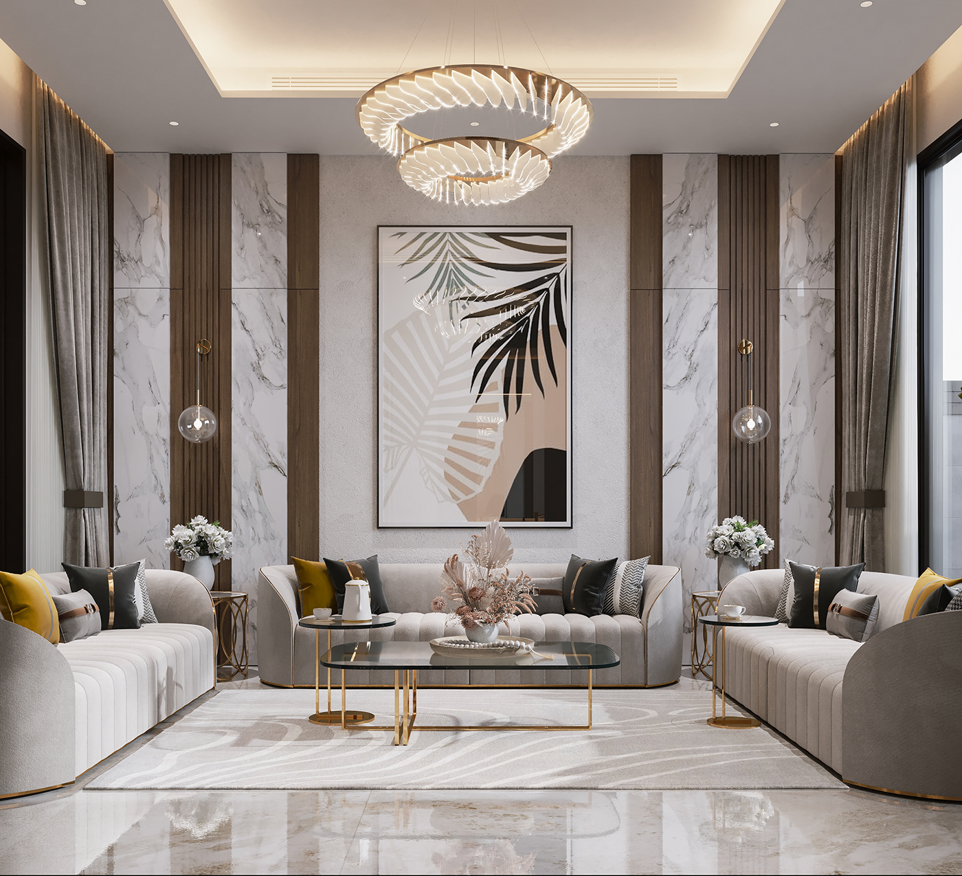 contemporary living room luxury MAJLIS modern interior neo classic reception Staircase stairs Villa