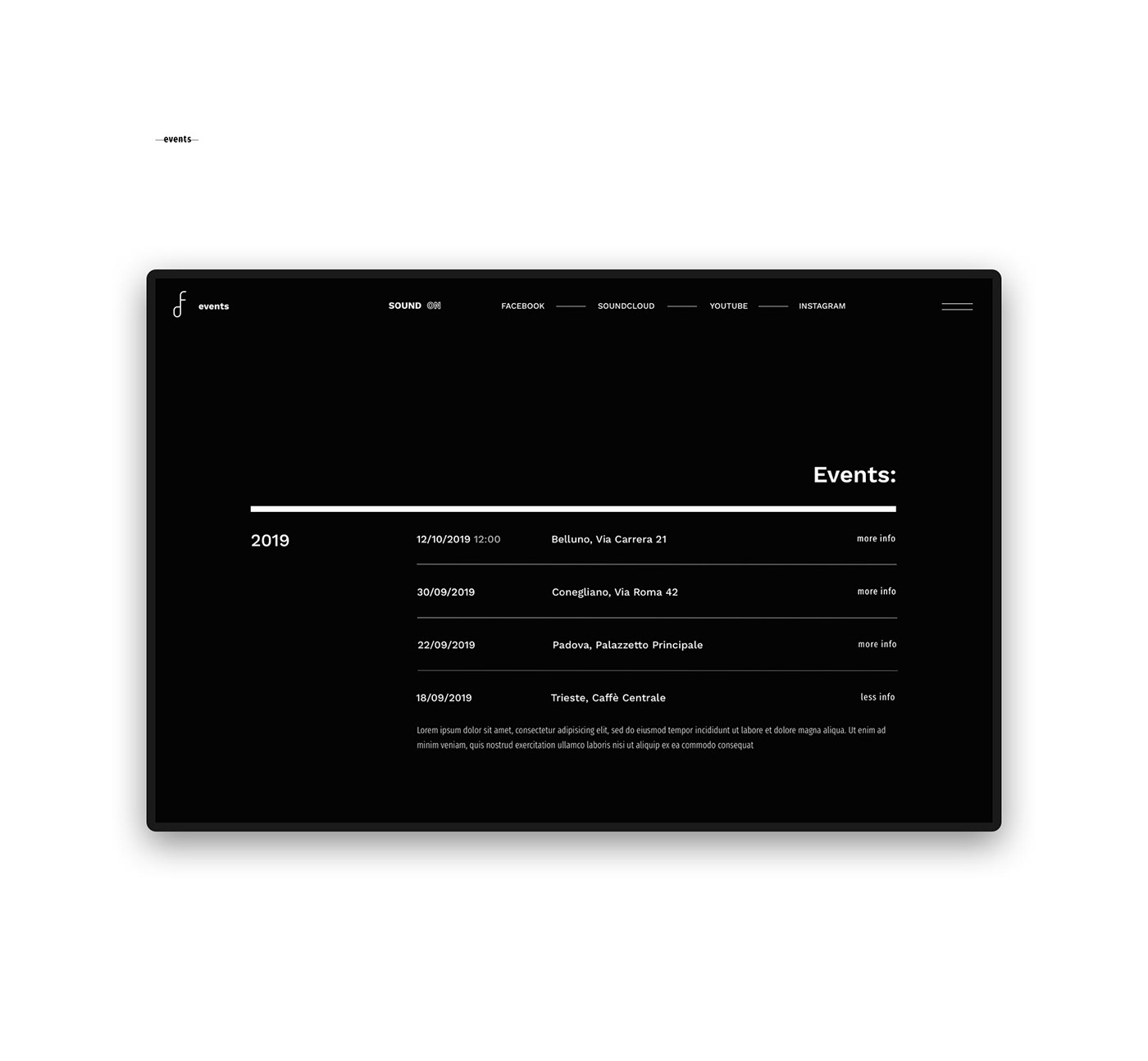 portfolio Web Design  music minimal Web design typography   black white Website Progetto web