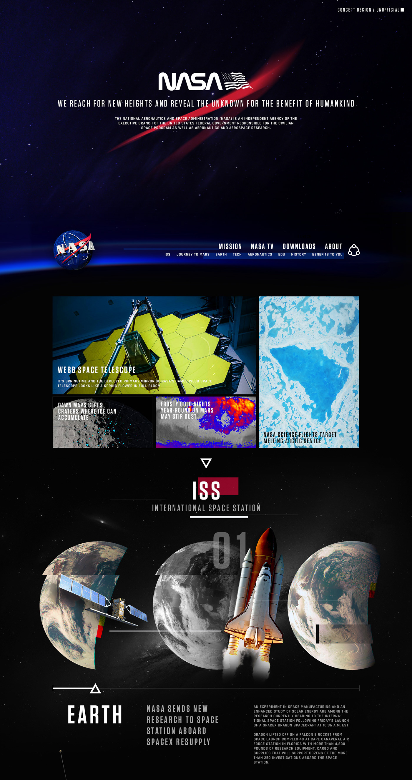 nasa Space  National Aeronautics and Space Administration Defence Military air force web site Mobile app ux/ui