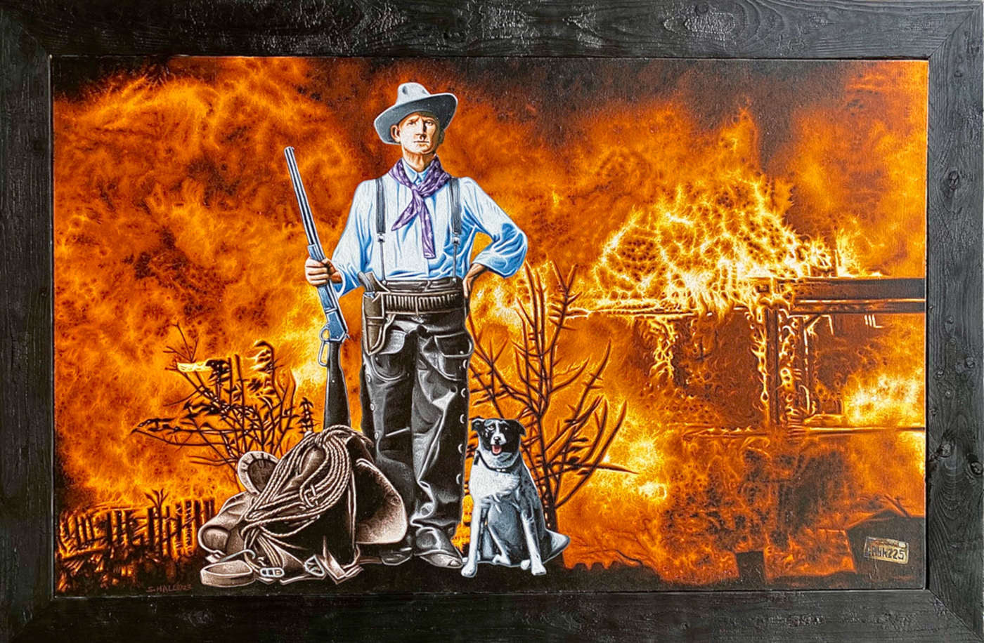 climate change cowboy dog Flora and Fauna save the planet wildfires