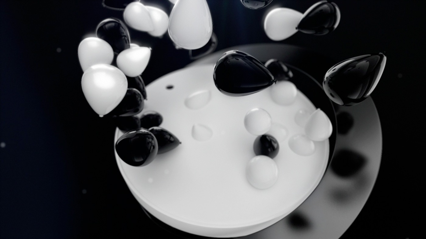 ballon balloon black White motion vray c4d cinema 4d 3D abstract dynamics GI global illumination video