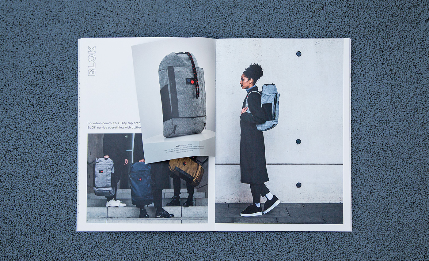 pinqponq backpack Lookbook cologne Layout editorial format brochure softtouch typography  