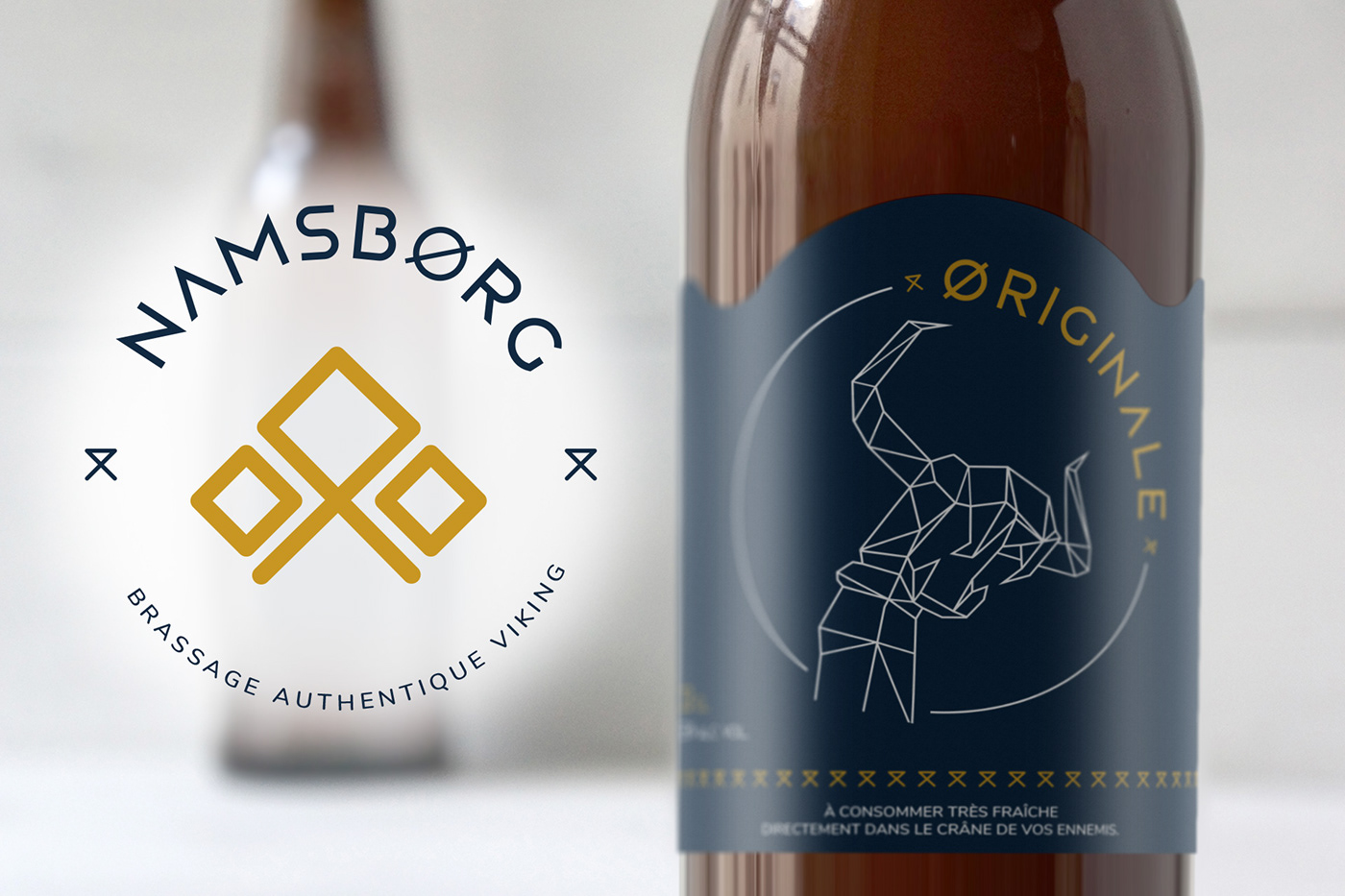 bière brasserie Drakkar identité de marque identité visuelle ILLUSTRATION  Packaging polygone rune viking