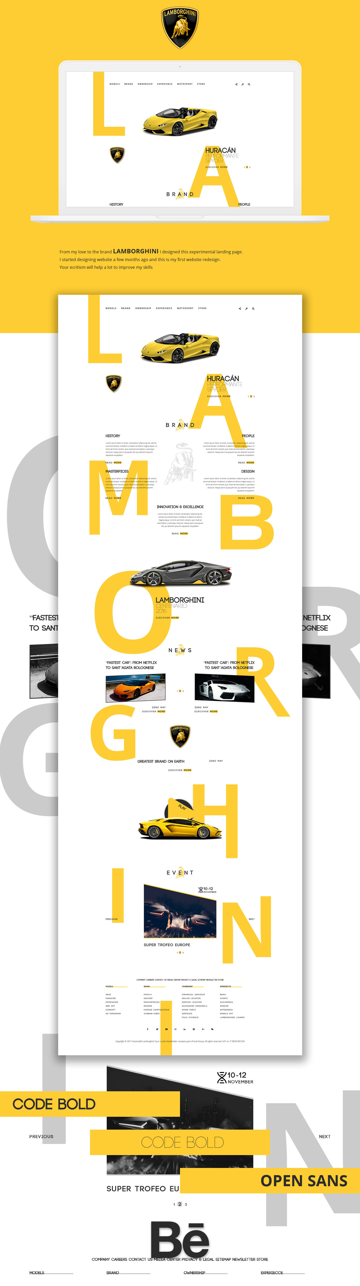 Web Design  redesign ui design Website UI/UX graphic design  lamborghini landing page homepage webpage