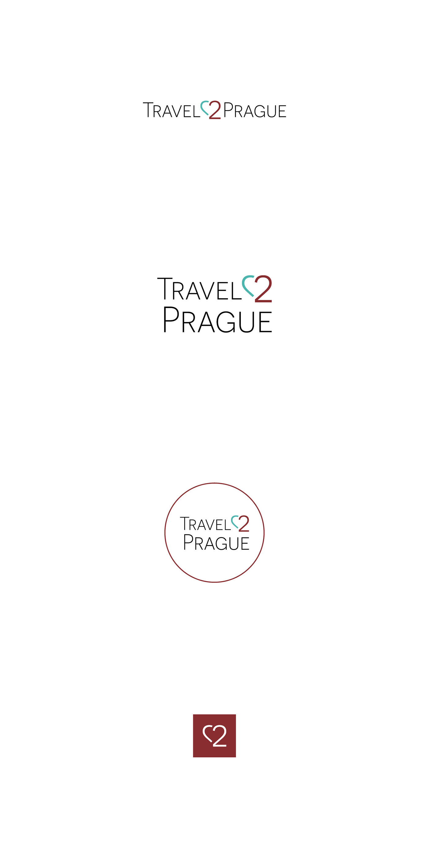 Travel prague company agency logo design Icon symbol heart Two