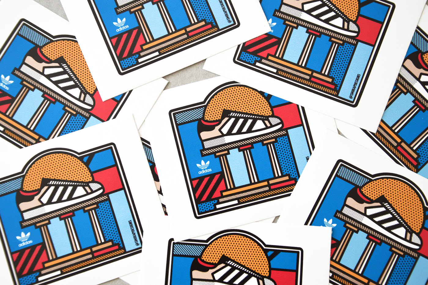 adidas originals editorials Greece illustrations Pop Art geometric sticker Invitation magazine