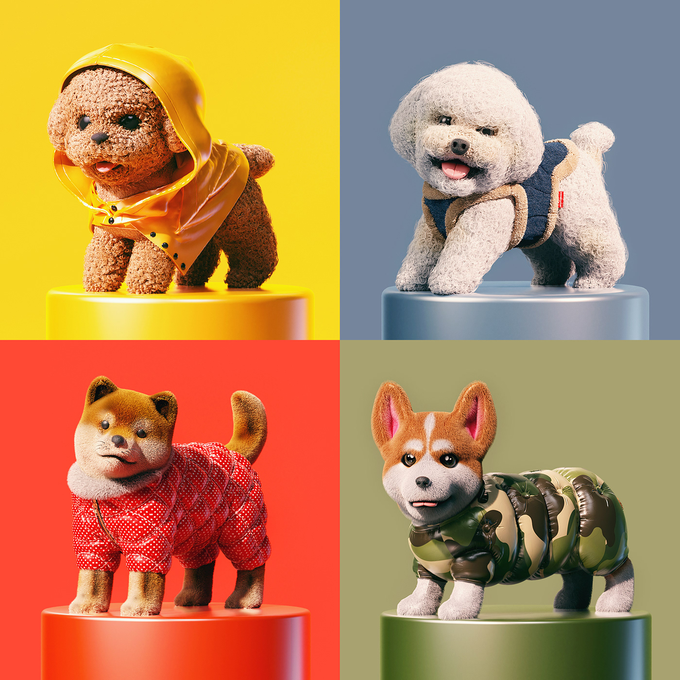 3D c4d Character Character design  cinema4d cute dog ILLUSTRATION  motion photoshop