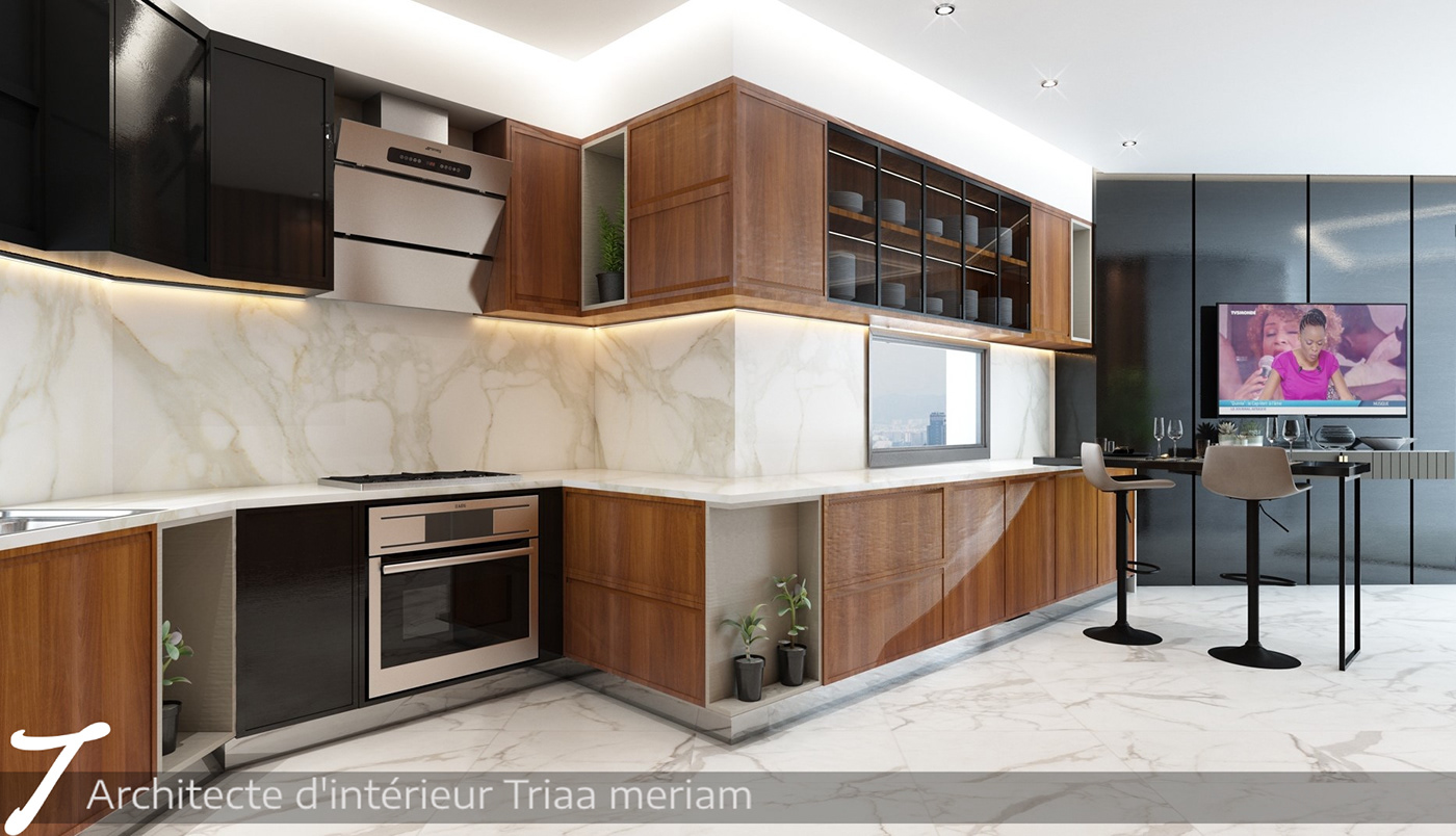 cuisine kitchen interior design  architecture Interior modern 3ds max Render vray 3D