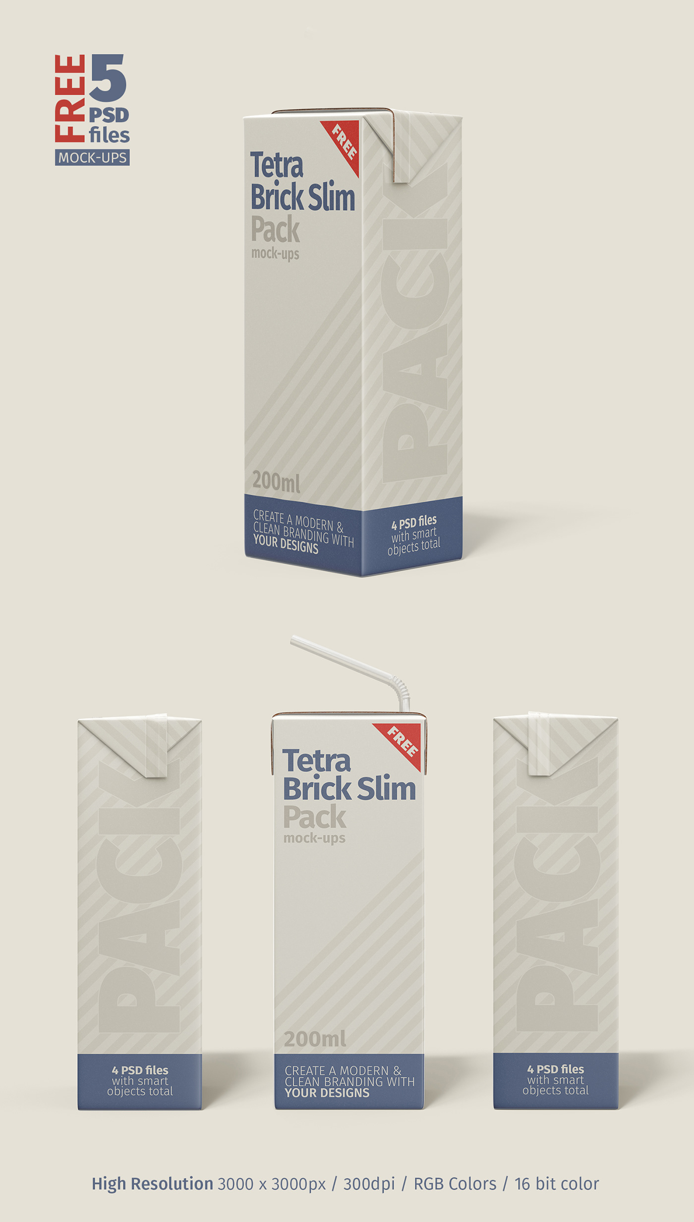 brick free mock-up Mockup Pack packing psd Slim Tetra TetraPac