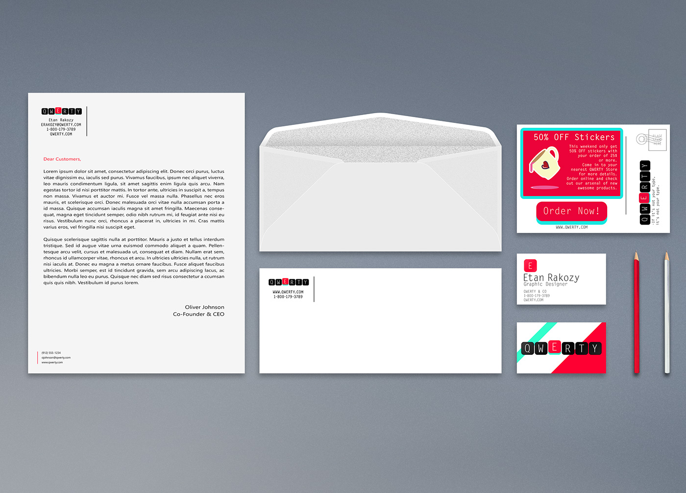 Adobe Portfolio jonathan Morales poster qwerty stationary Business Cards Behance