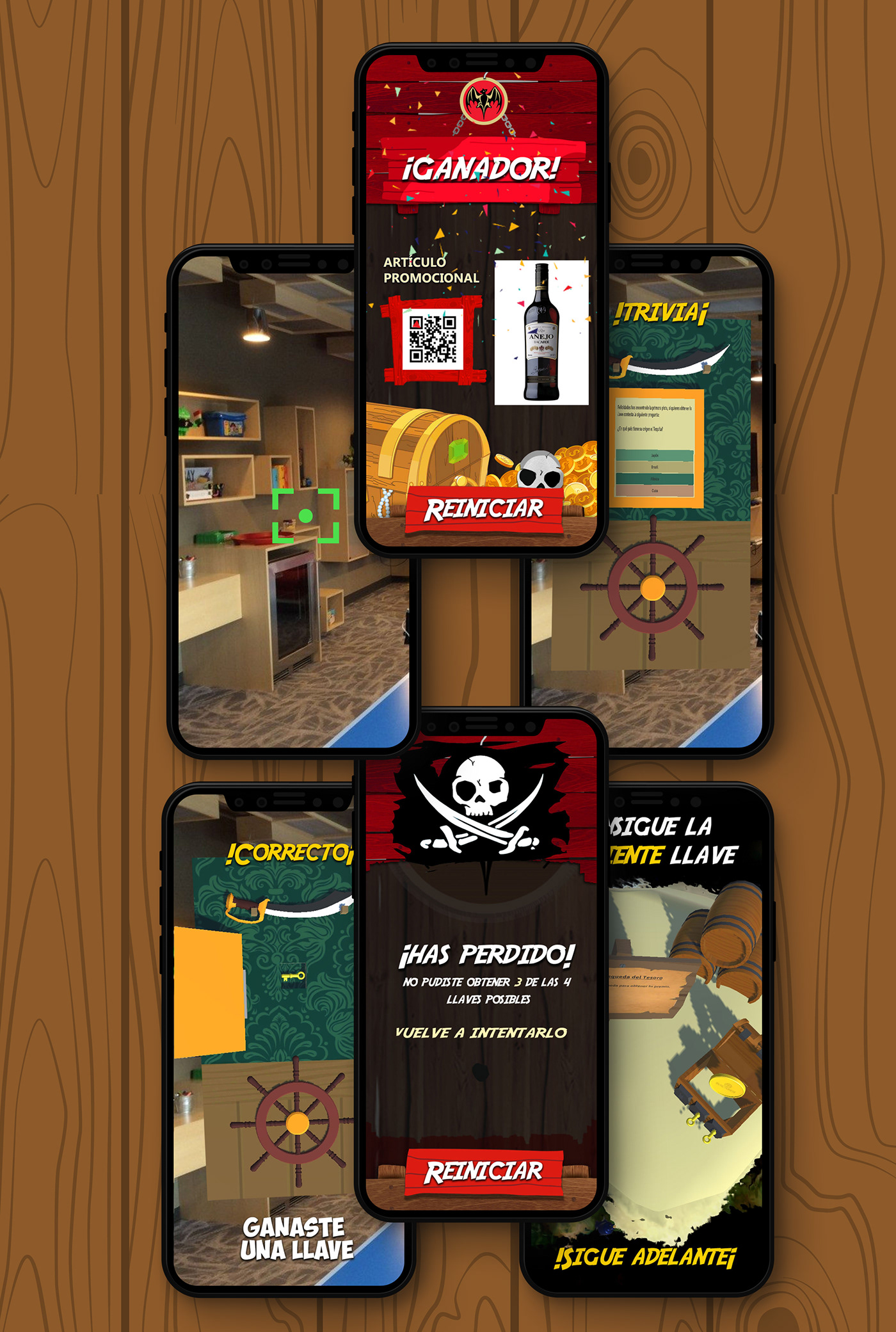 app diseño juego Lúdico pirata realidad aumentada UI ux