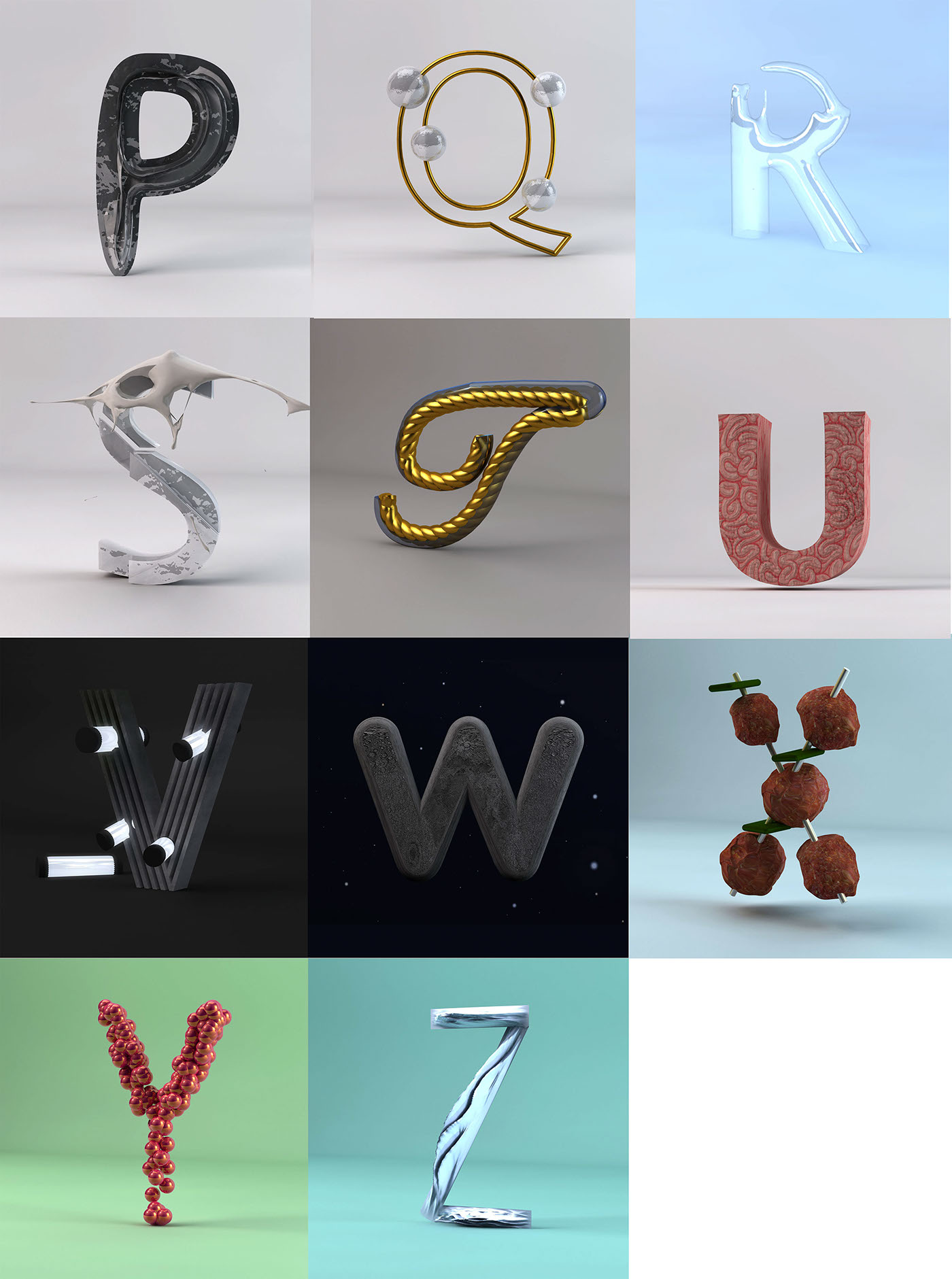 alphabet 3D c4d design funny poster print free font publishing   geek French Exhibition  Sculpt