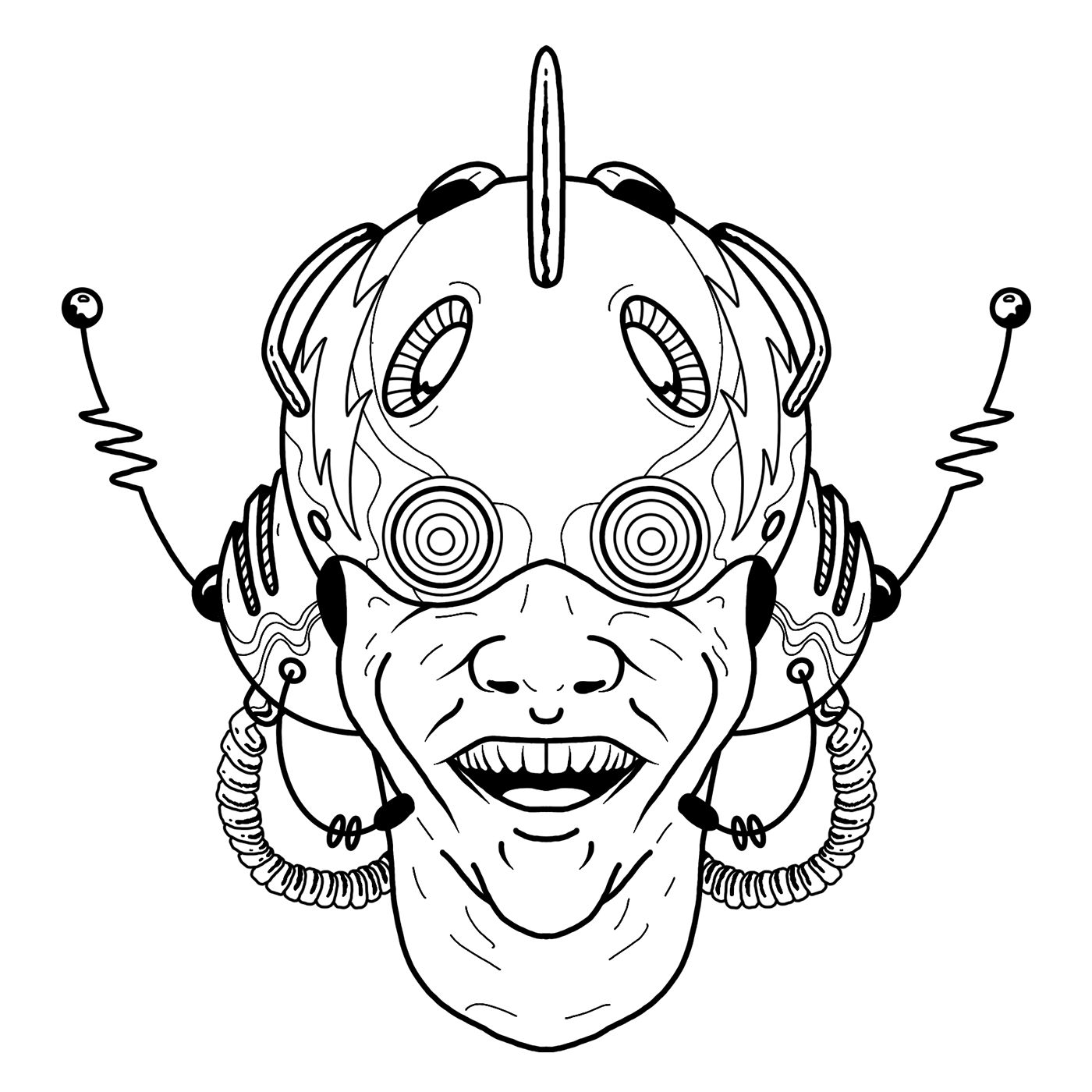 ILLUSTRATION  Digital Art  Procreate artwork Helmet science fiction sci-fi Cyberpunk