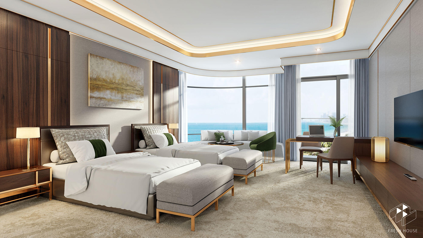 Condotel cocobay towers danang complex High End visualization stillimages Render Interior