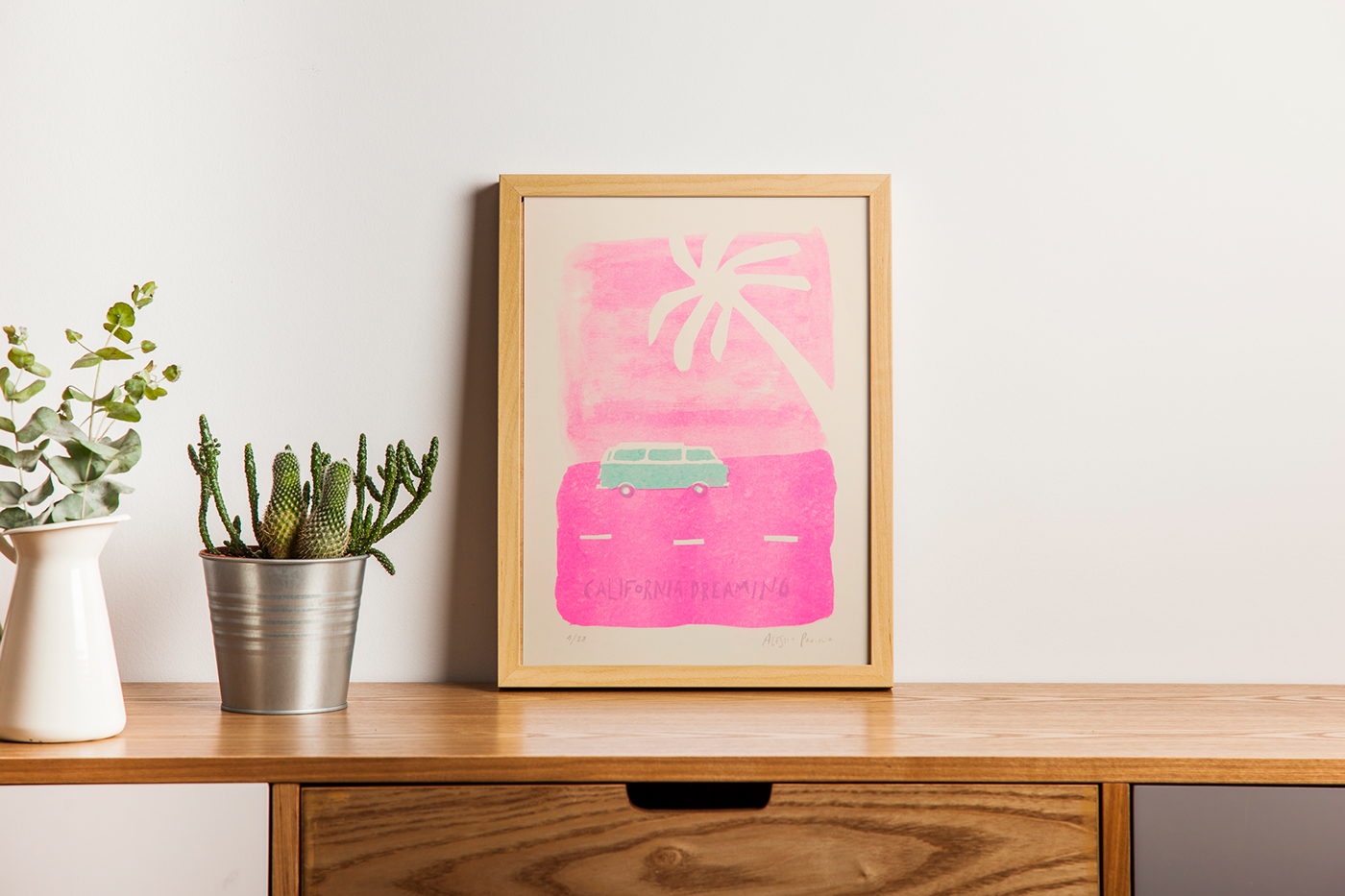 risograph silk screen screen print ink Printing California summer pink fluo inspire