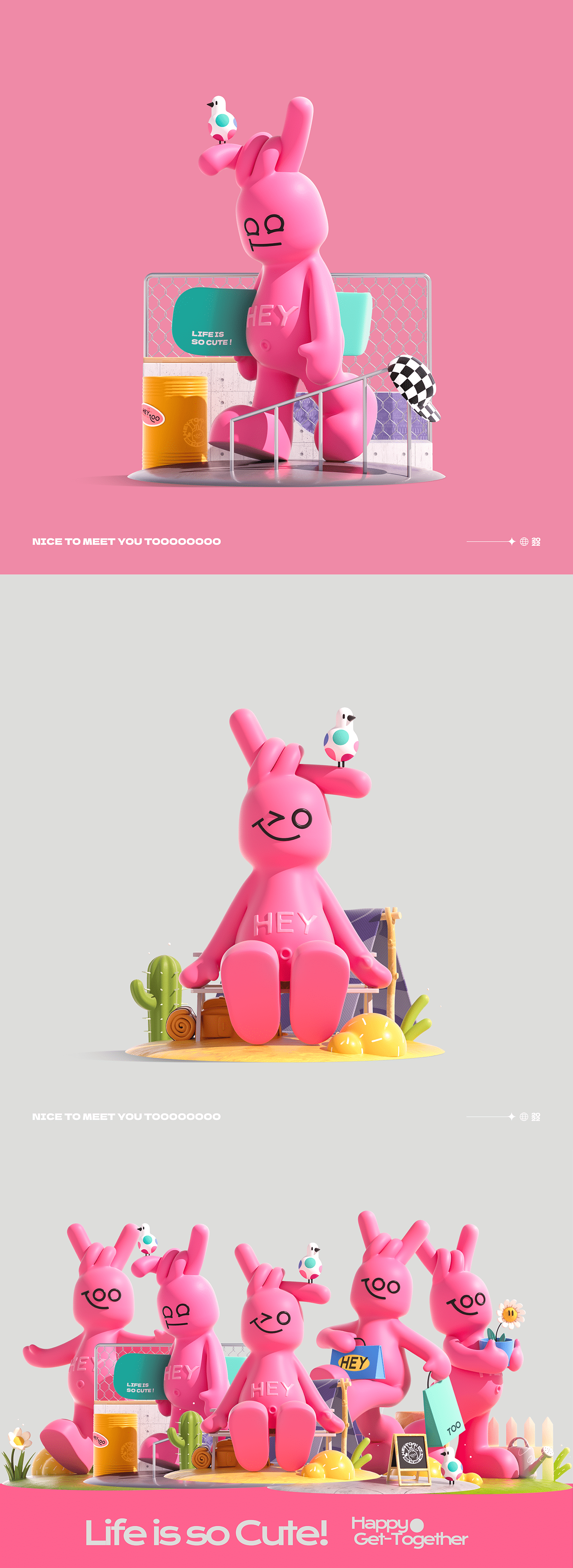 3d modeling brand identity cartoon design Character Shopping shopping mall sticker rabbit