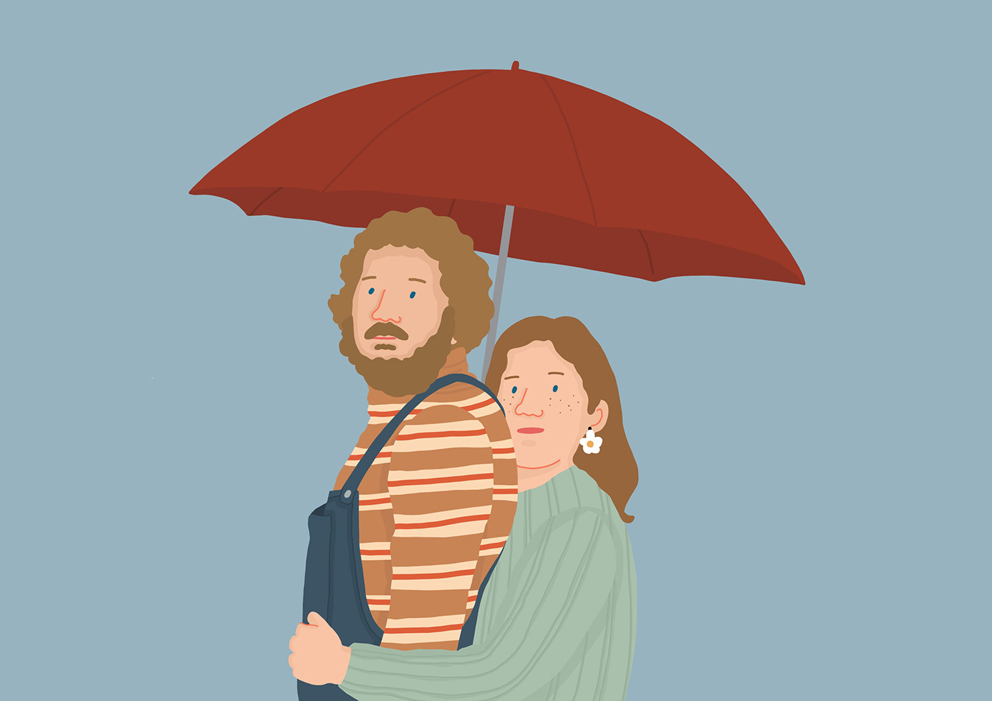 artwork couple illust ILLUSTRATION  Illustrator Love motiongraphics peopel rain spring