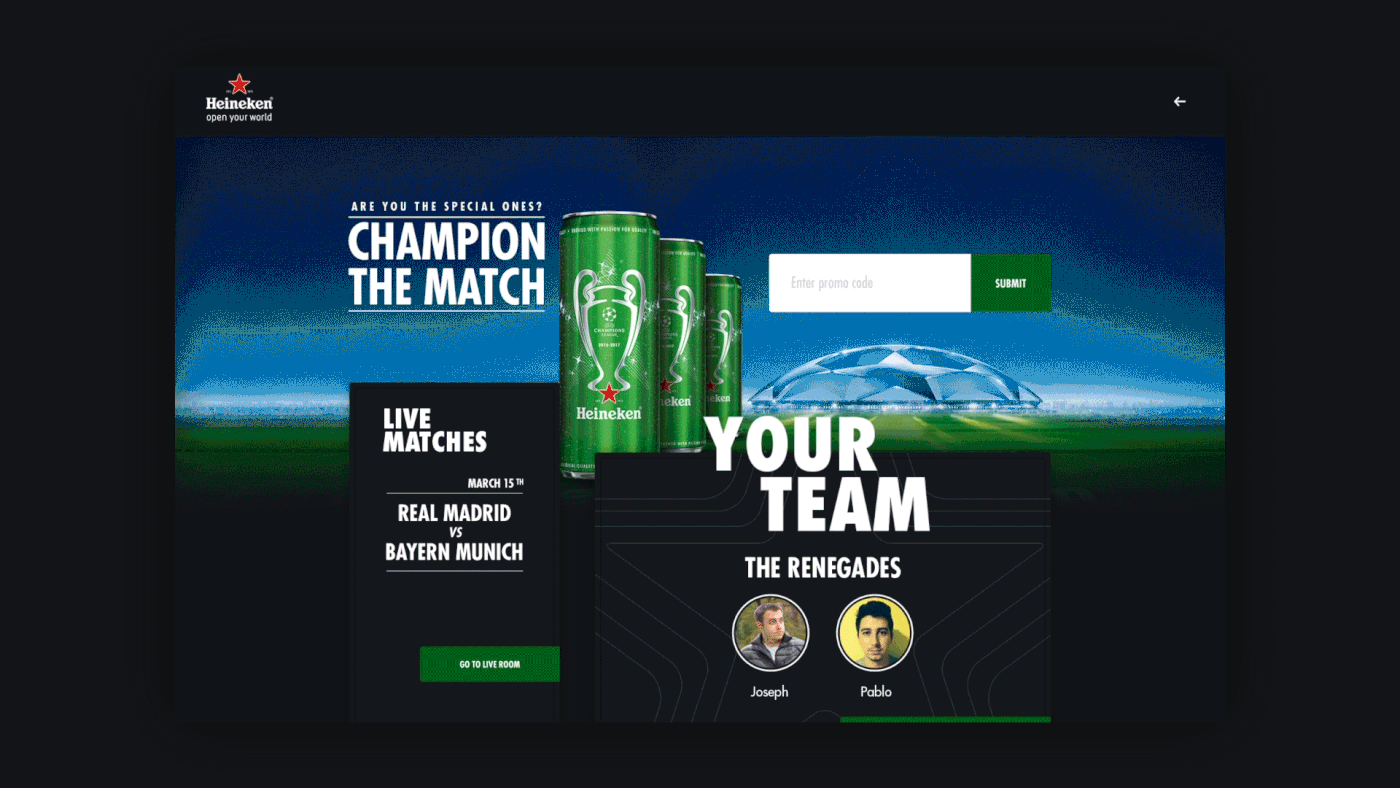 heineken campaign Website football Games user Experience