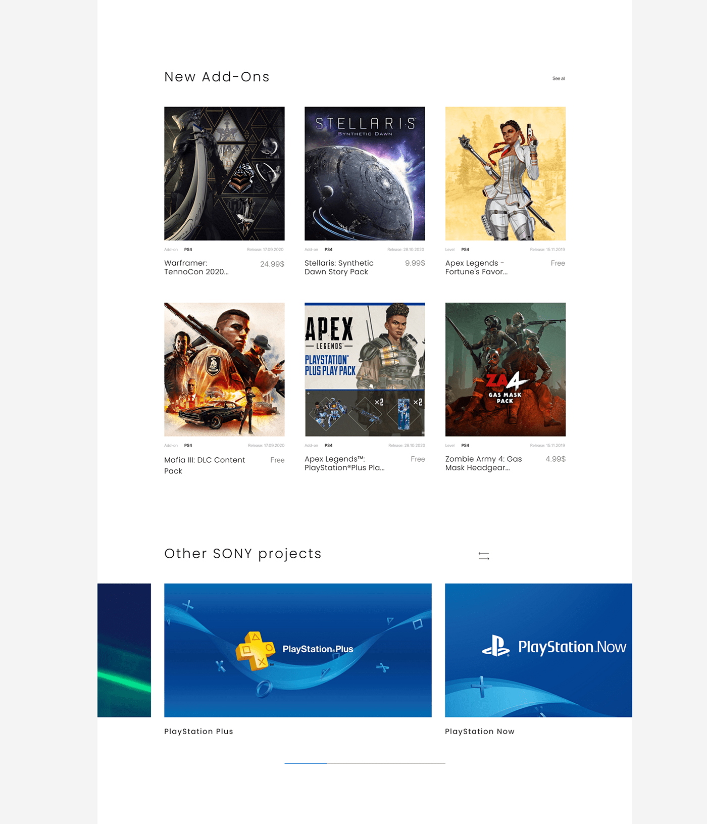concept e-commerce Games online store playstation redesign UI ux web-design Web-site