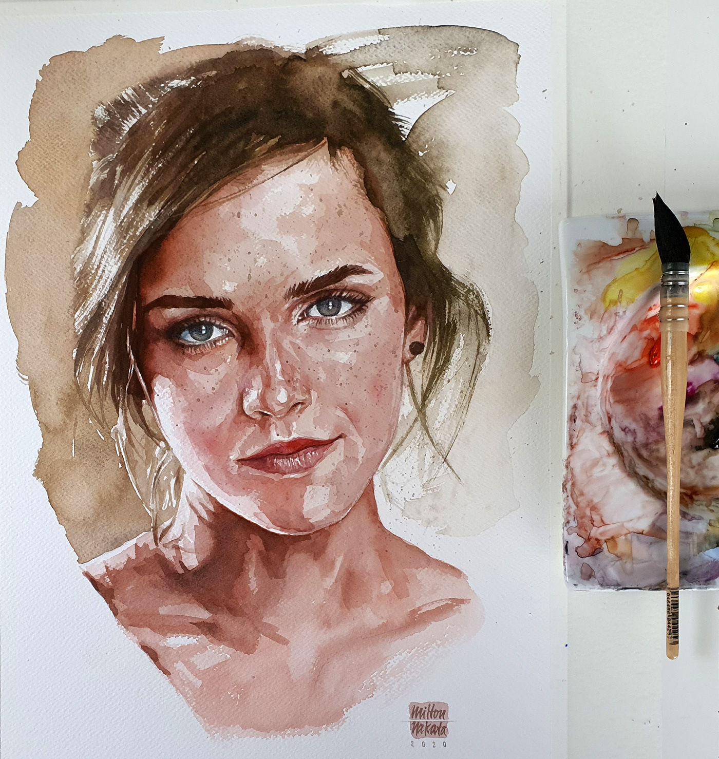 Watercolor exercise - Emma Watson fanart on Behance