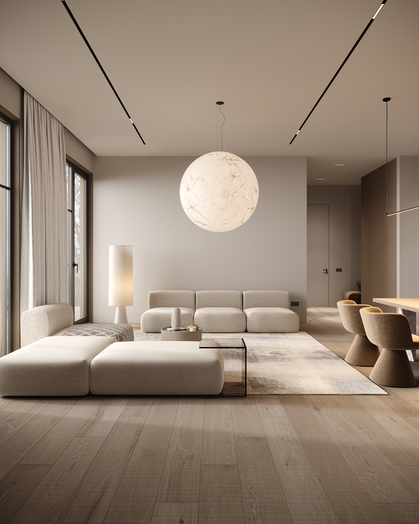 design interior design  corona minimal minimalist living room kitchen visualization architecture archviz