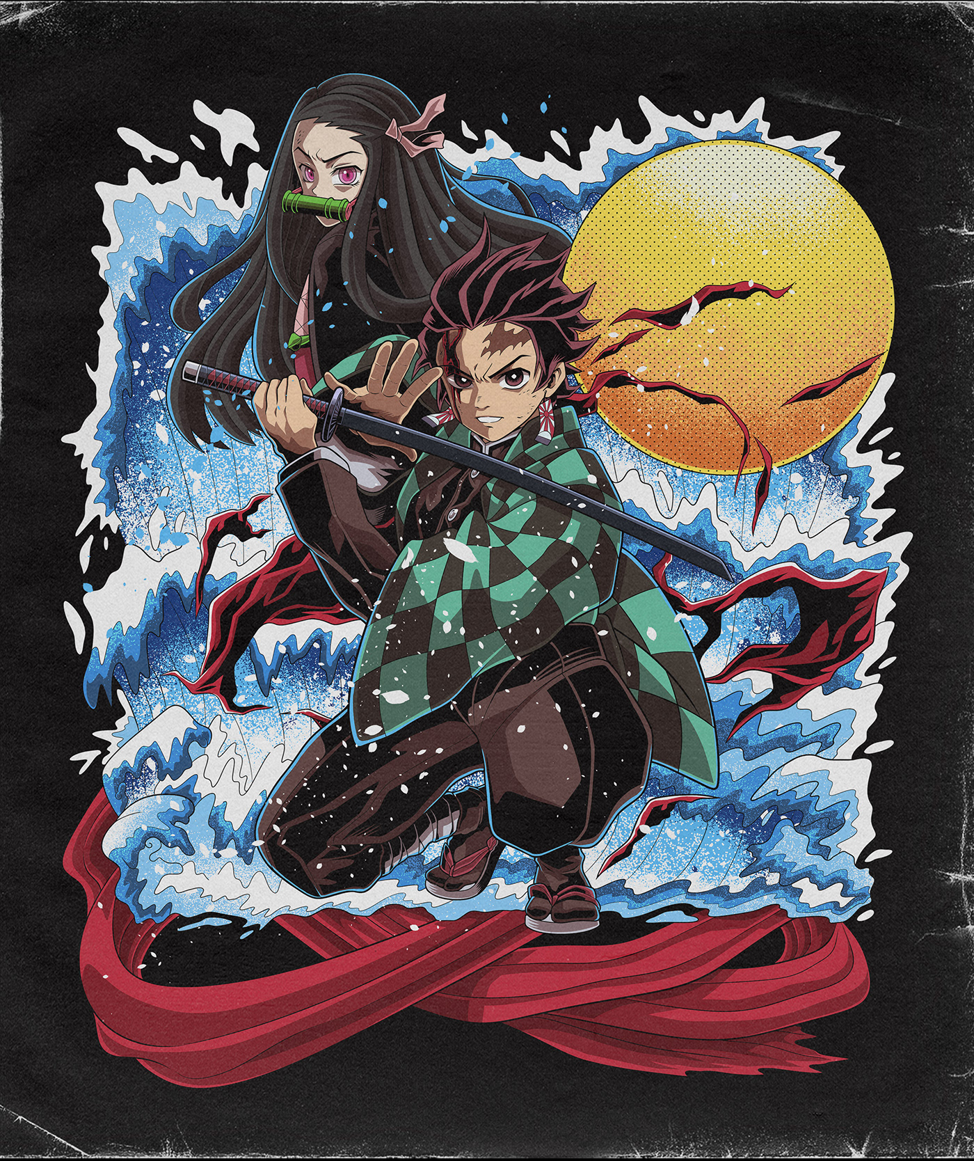 kimetsu no yaiba demon slayer ILLUSTRATION  samurai japan artwork Fan Art wave anime