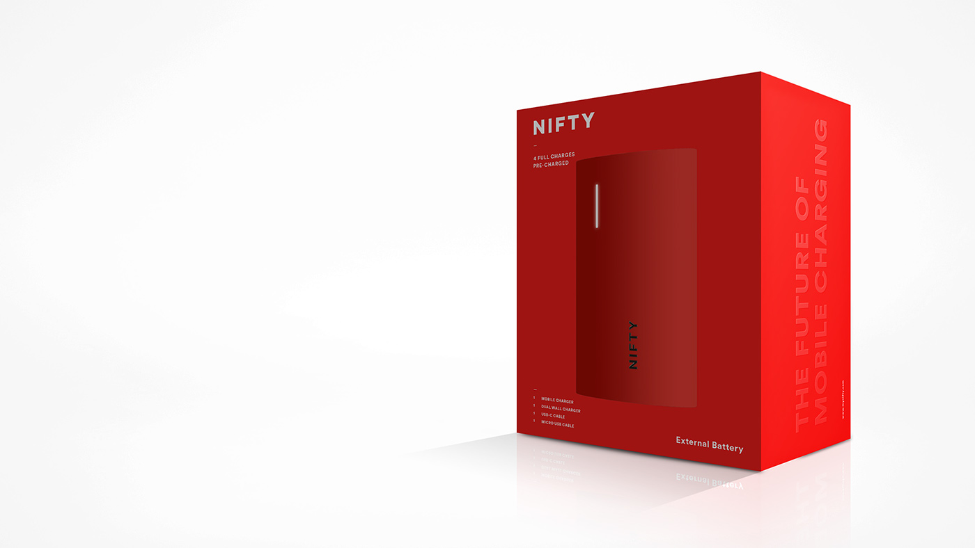 nifty charger Packaging logo Booklet box tech mobile High End power bank