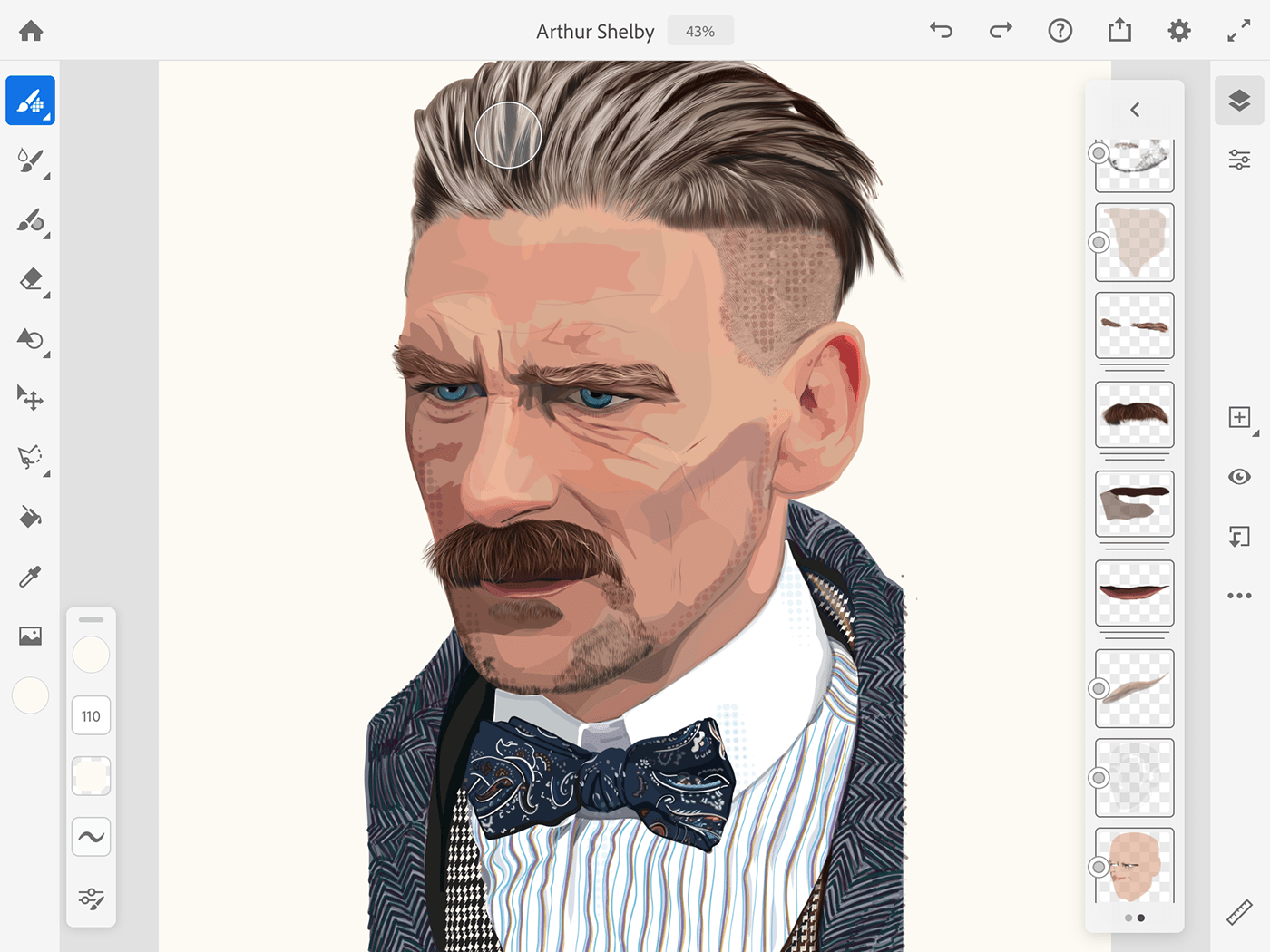 adobe fresco Arthur Shelby Digital Drawing fanart olbap olbapdesign Peaky Blinders portrait vector