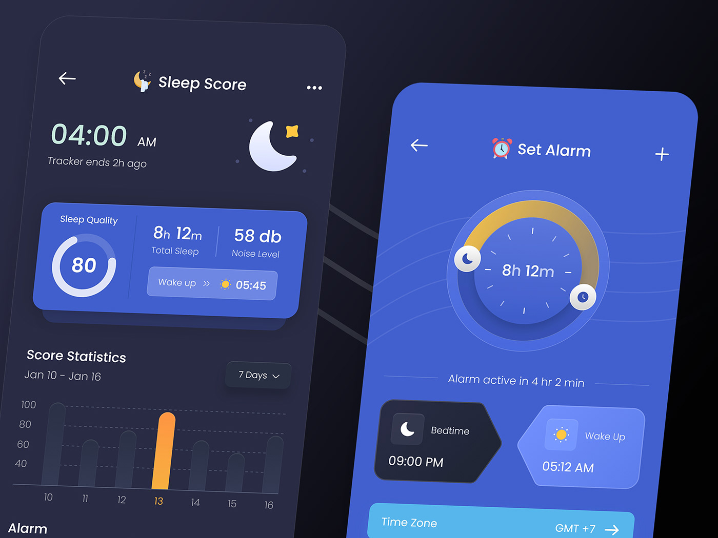 alarm app Alarm Design app design Night App sleep app Sleep Design sleep tracker sleep tracker app ui design ux