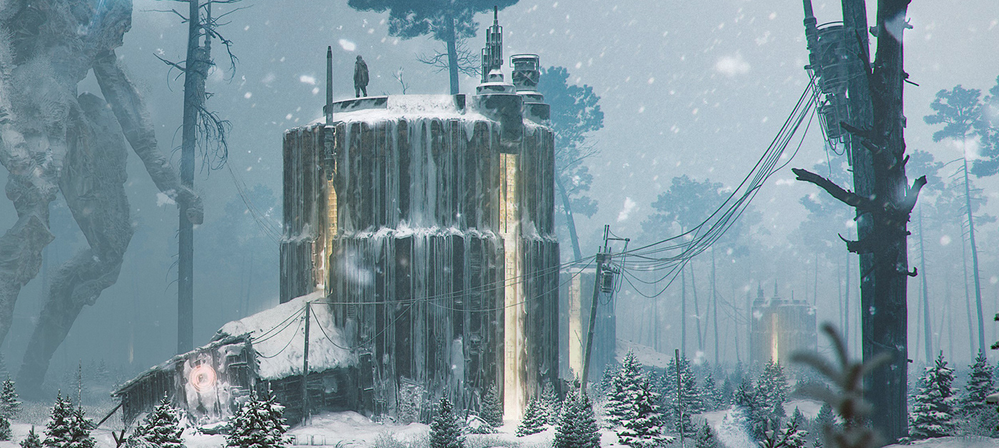 artwork concept art fantasy forest Landscape Scifi snow Tree  trees winter