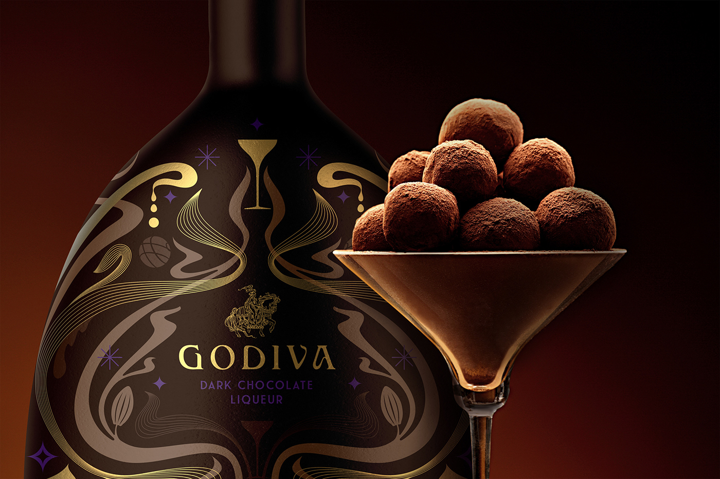 art nouveau brown chocolate concept godiva Liqueur luxury Packaging Spirits